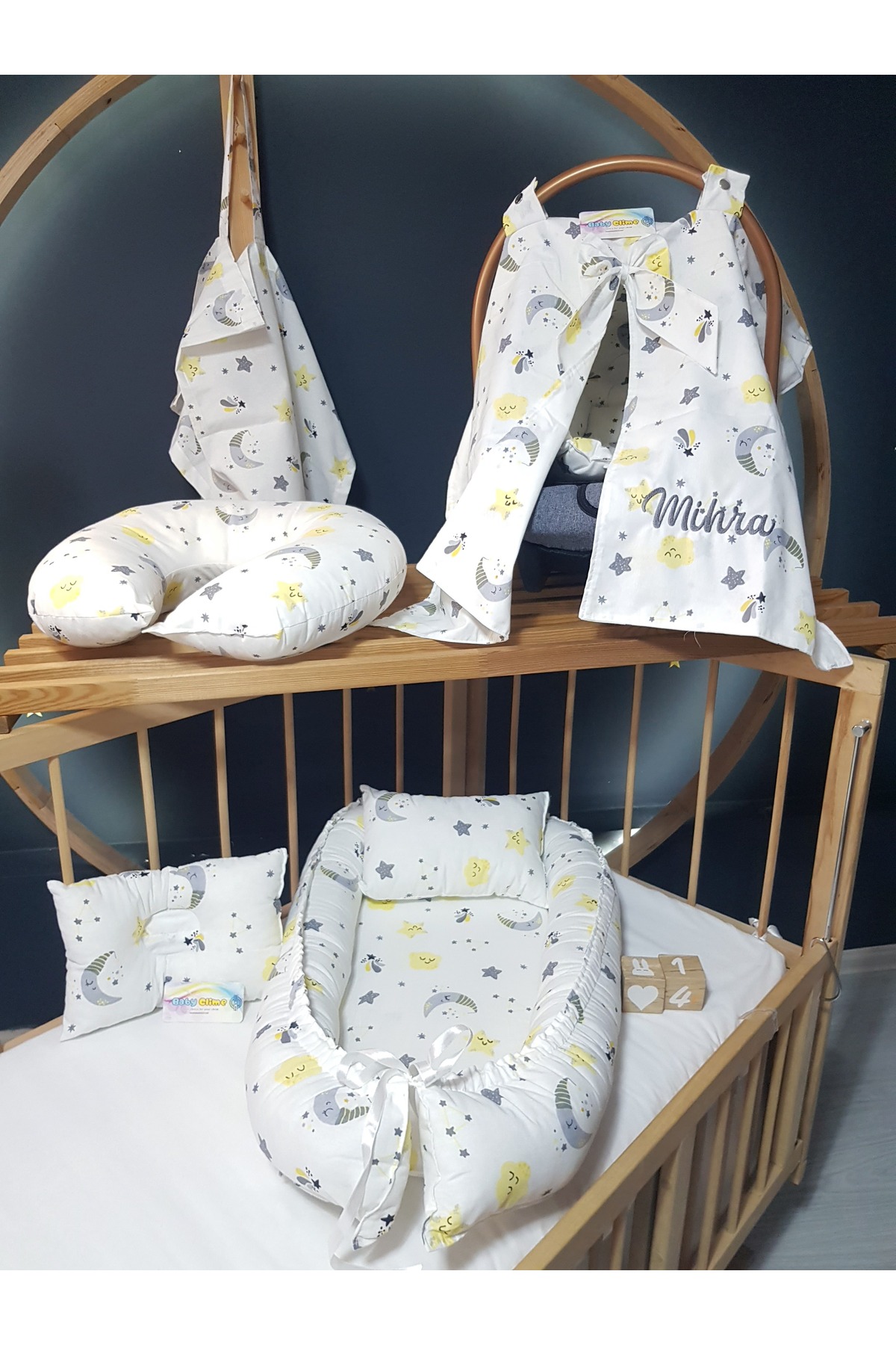 Baby Clime İsimli Nakışlı Puset Örtüsü - 7 Parça Bebek Seti - Babynest, Emzirme Ürünleri ve Puset Takımı fotoğrafı 3 (önizleme)