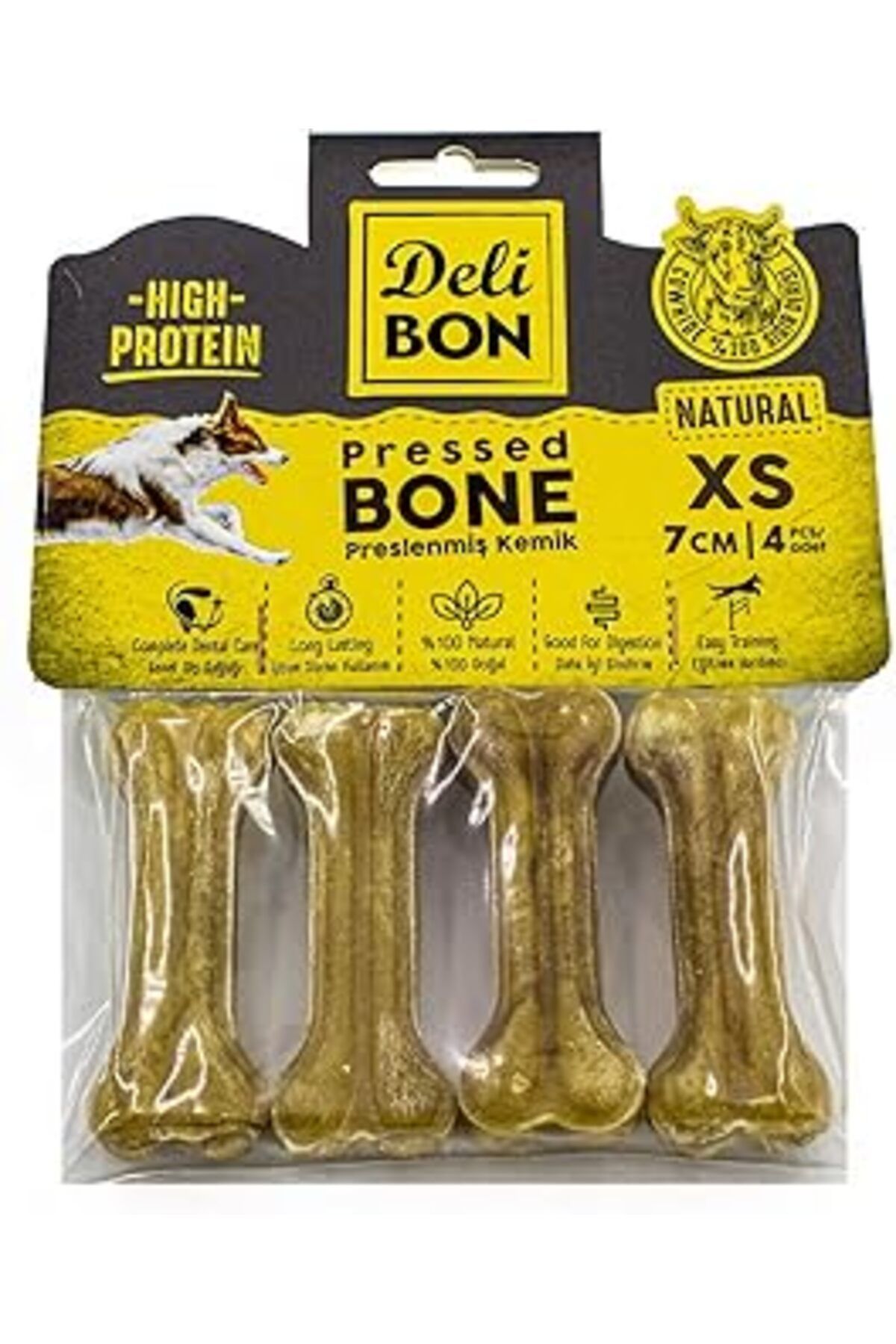 Mu Art Ahşap Doggie Gerçek Deriden Pres Kemik, 7 Cmx4Pcs., Natural