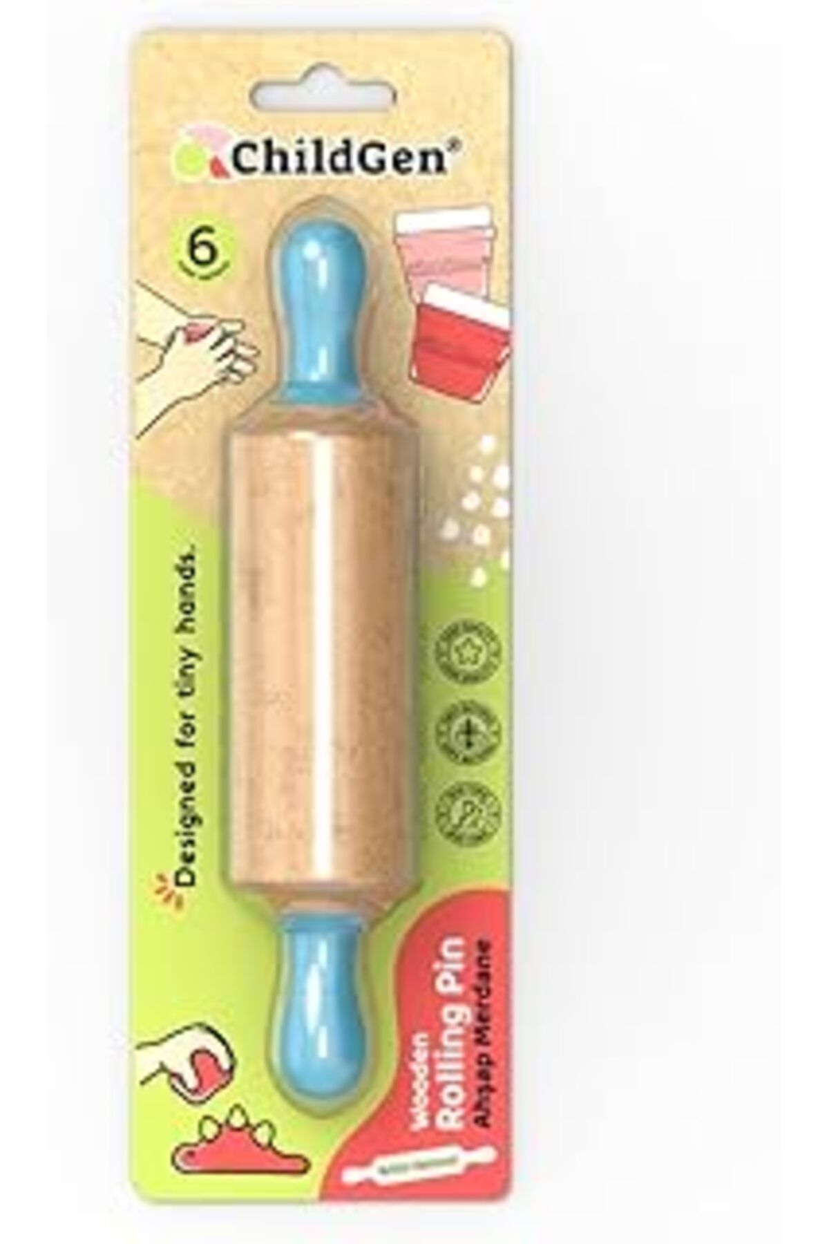 ASİTAN Mini Ahşap Merdane-Mavi