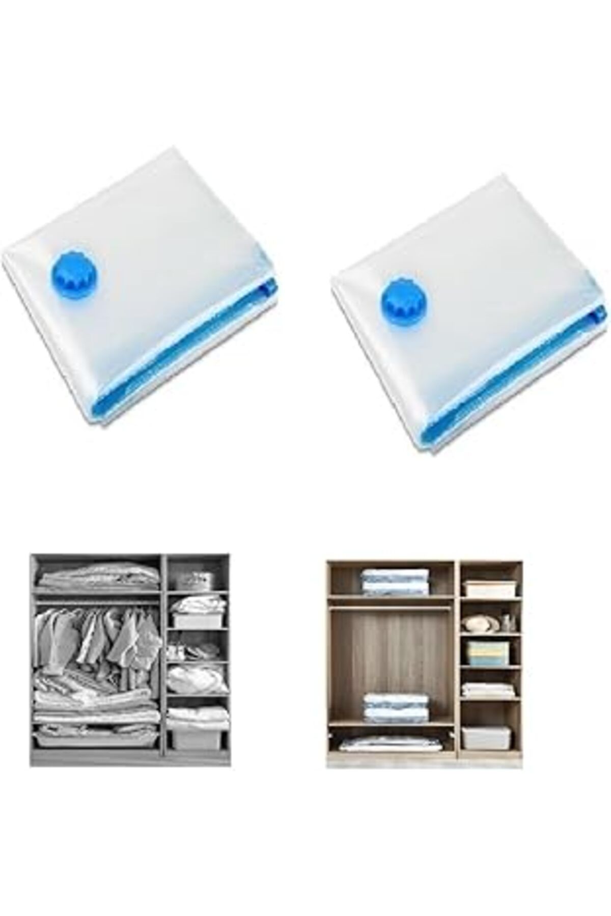 Qedii Tarix Vakumlu Hurç, Dolap Düzenleyici Elbise Saklama Poşeti, 1 Adet 80X100X38Cm+1 Adet 100X100X49Cm