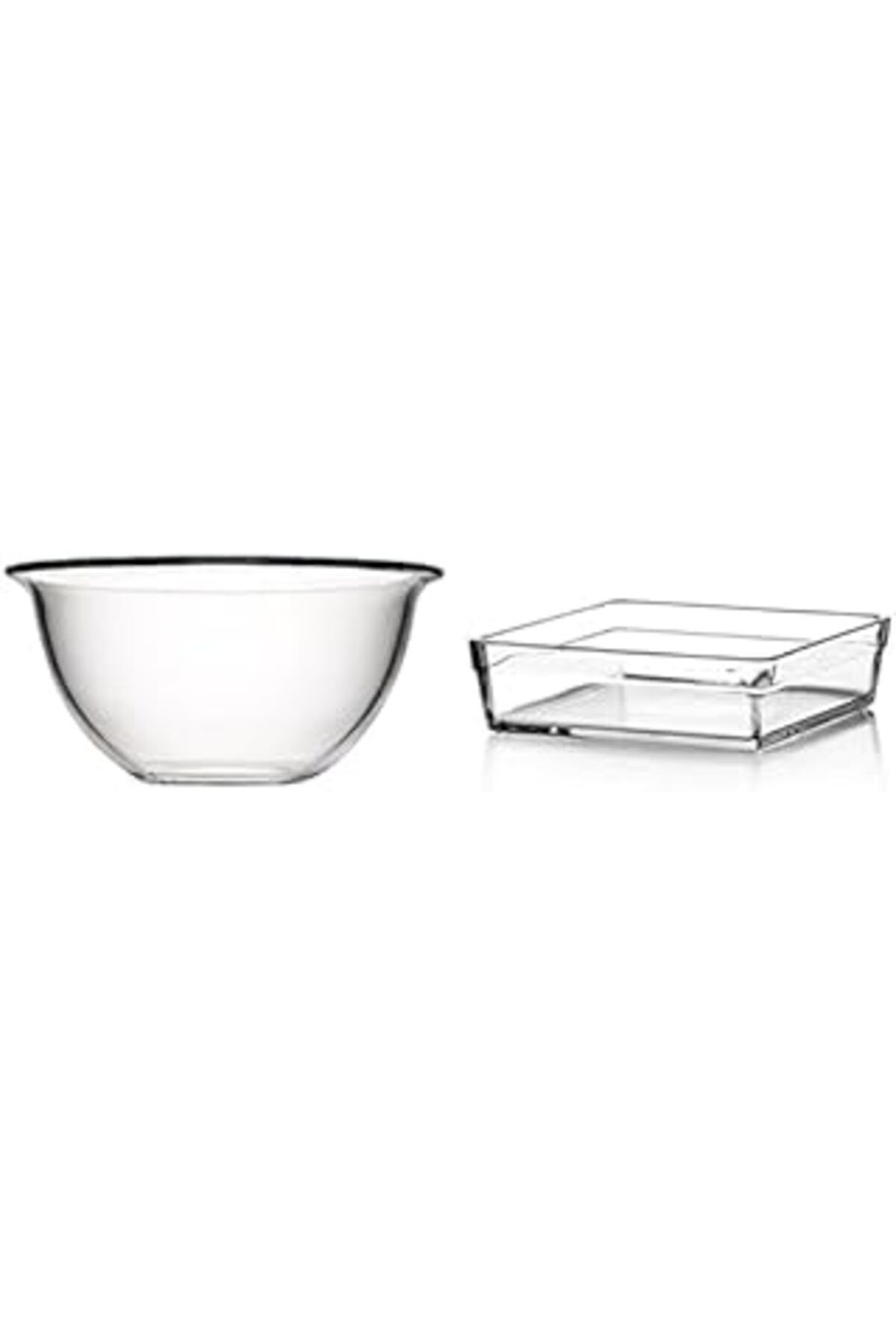 ASİTAN Paşabahçe Borcam Premium Kare Tepsi, 23Cmx23Cm, 2400 Cc + Yuvarlak Fırın Kase, 1900 Cc, 21.5 Cm