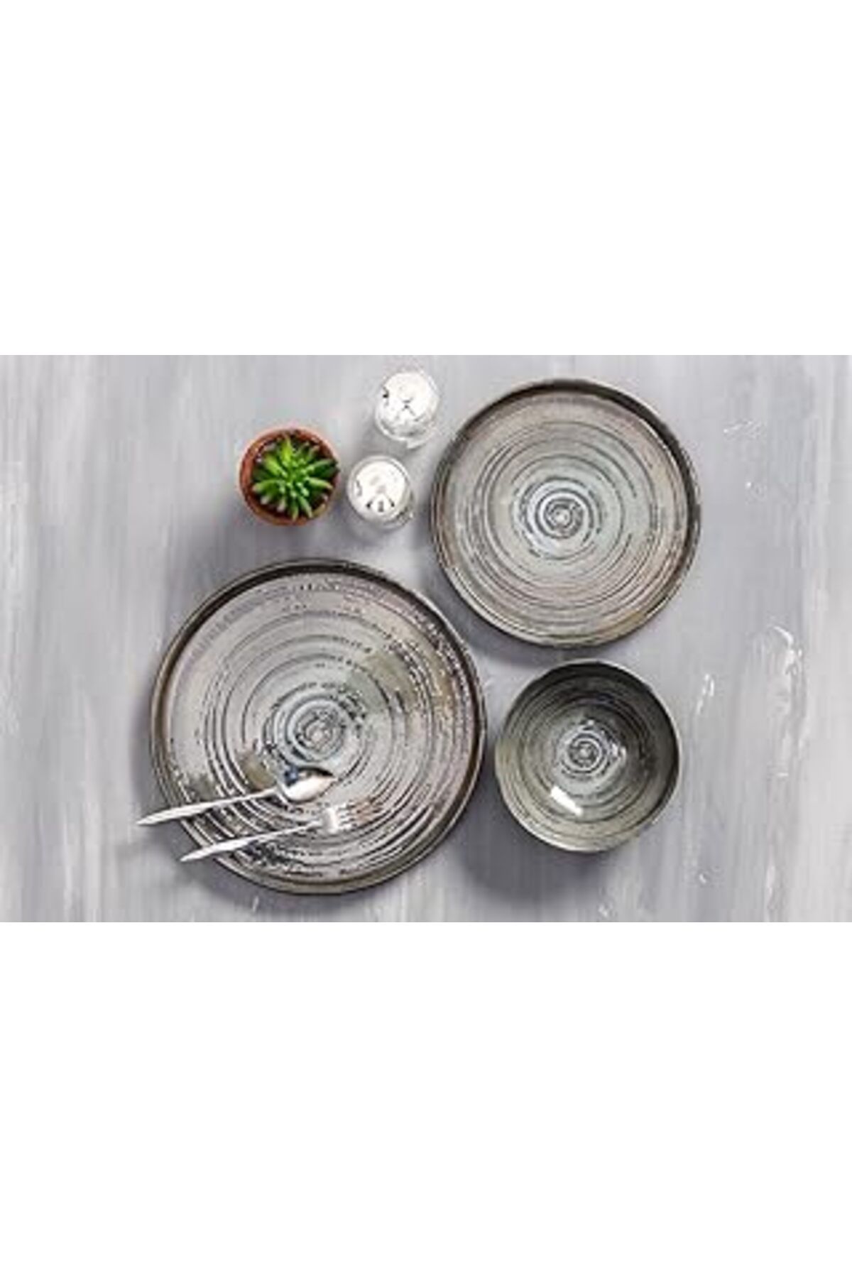 Mu Art Ahşap Porland Stoneware Vintage 3 Parça Tek Kişilik Yemek Takımı