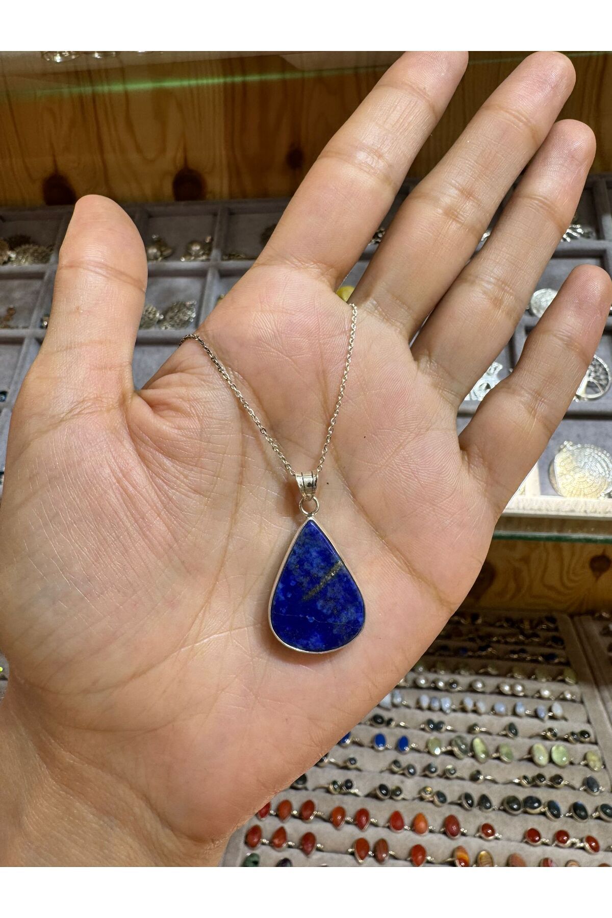 hayaltasari DOĞAL LAPİS LAZULİ TAŞLI GÜMÜŞ KOLYE