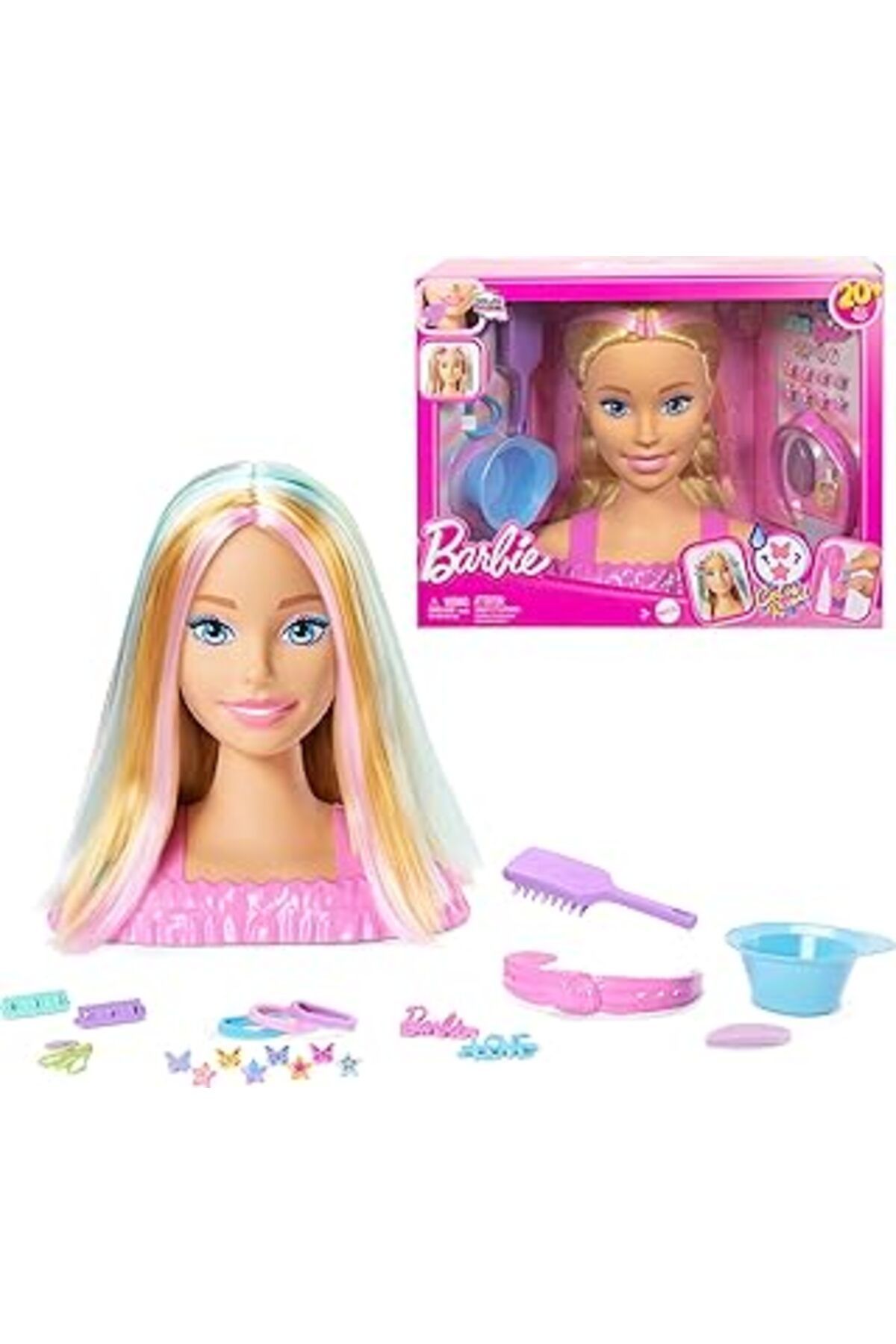 Qedii Barbie Saç Tasarımı Büstü Barbie Saç Tasarımı Büstü, Sarı Saç Ve 20'den Fazla Saç Şekillendirme Aks