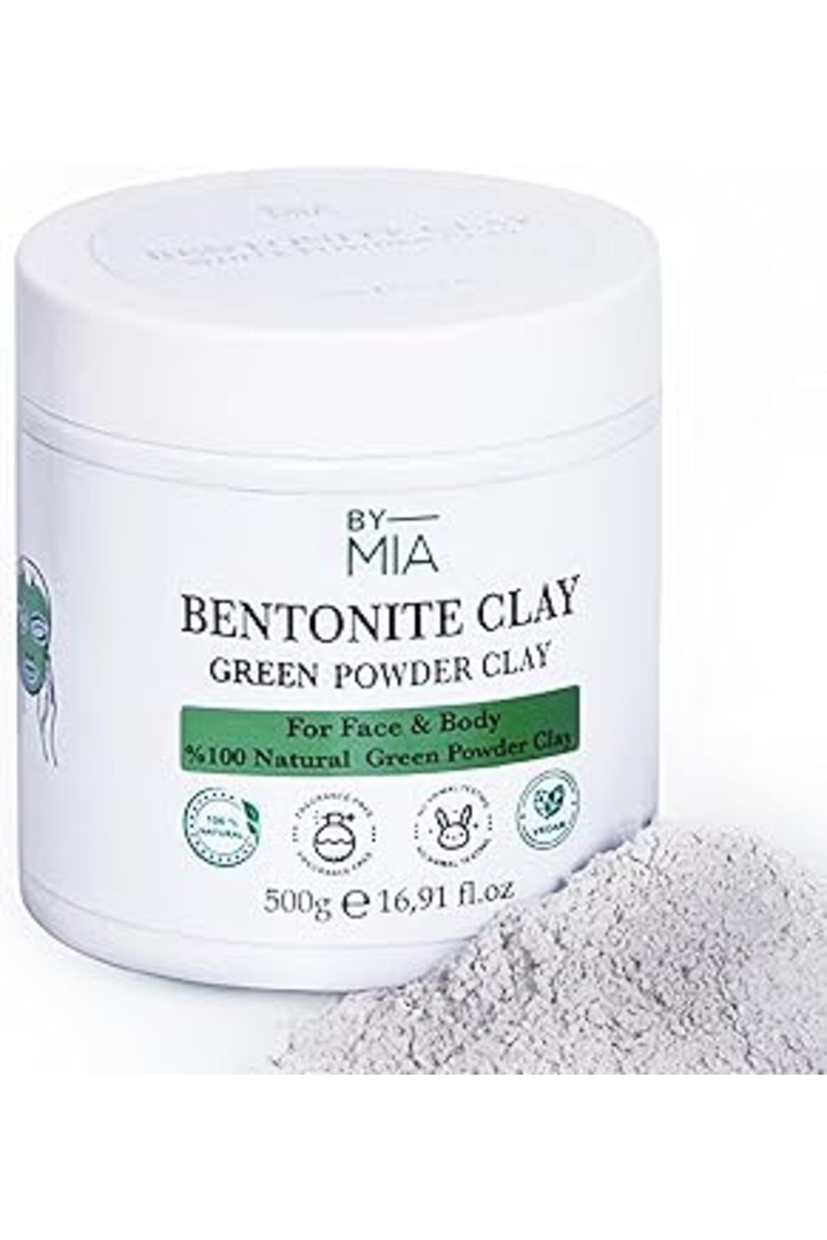 Mu Art Ahşap By Mia Yüz Ve Vücut Bentonit Kili%100 Natural Doğal Yeşil Toz Kil 500 Gr