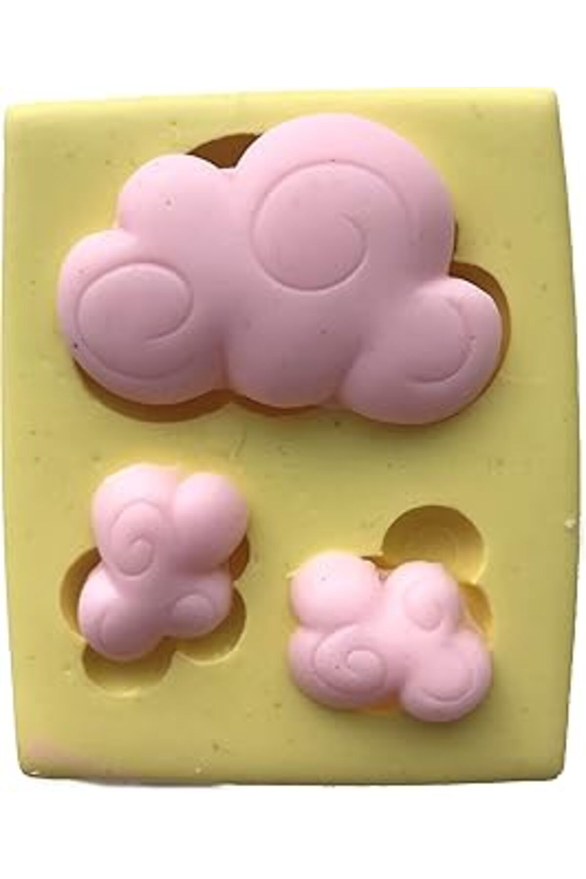ASİTAN 3 Lü Bulut Şeklinde Silikon Pasta Ve Seker Hamuru Kalibi 4,5X3X0,5 Cm