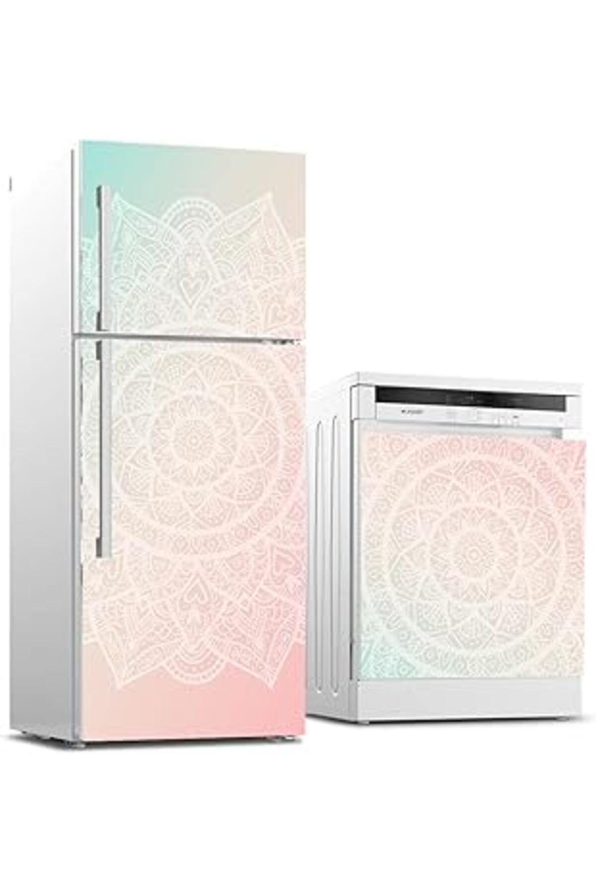 Qedii Buzdolabı Ve Bulaşık Makinası Beyaz Eşya Sticker Kaplama Mandala
