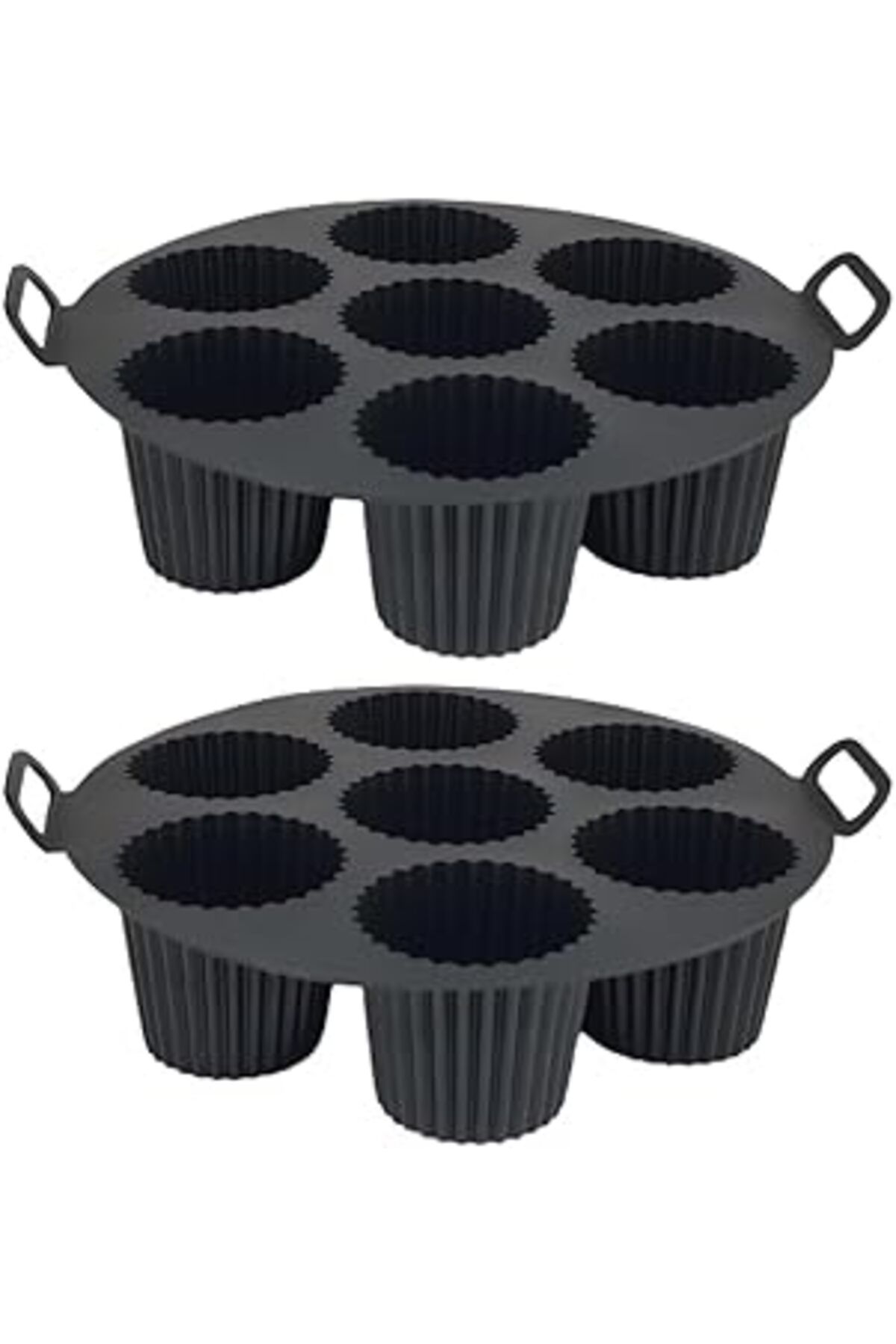 Mu Art Ahşap Güncelçarşı Airfryer Silikon Kek Pişirme Kalıbı 7 Bölmeli, Silikon Cupcake Kek Pişirme Kabı Air Fry