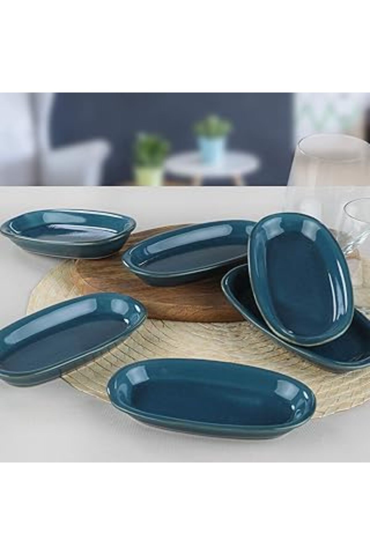 ASİTAN Keramika Safir Hitit Kayık Tabak 6 Adet 16 Cm