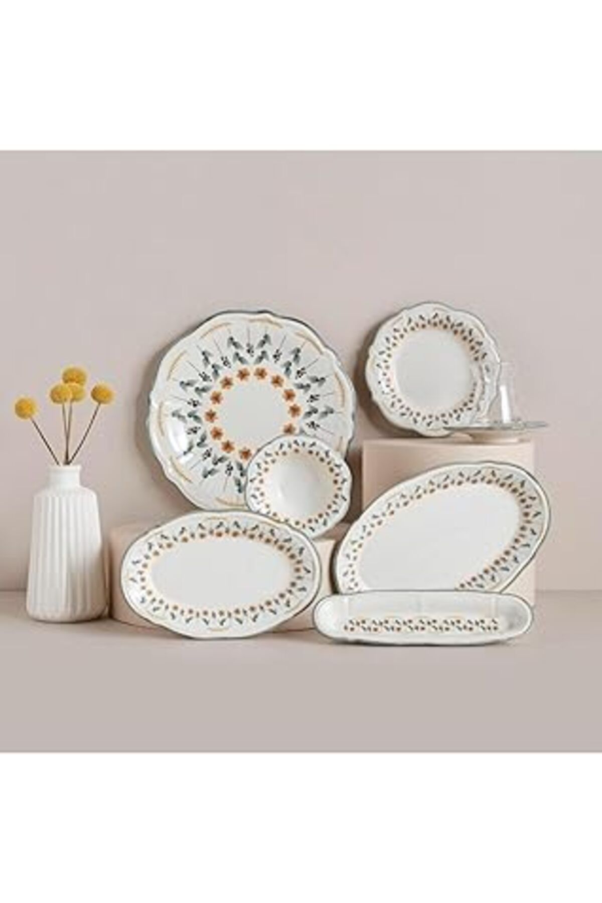 Mu Art Ahşap Bella Maison Adelina Stoneware 26 Parça 6 Kişilik Kahvaltı Takımı Yeşil