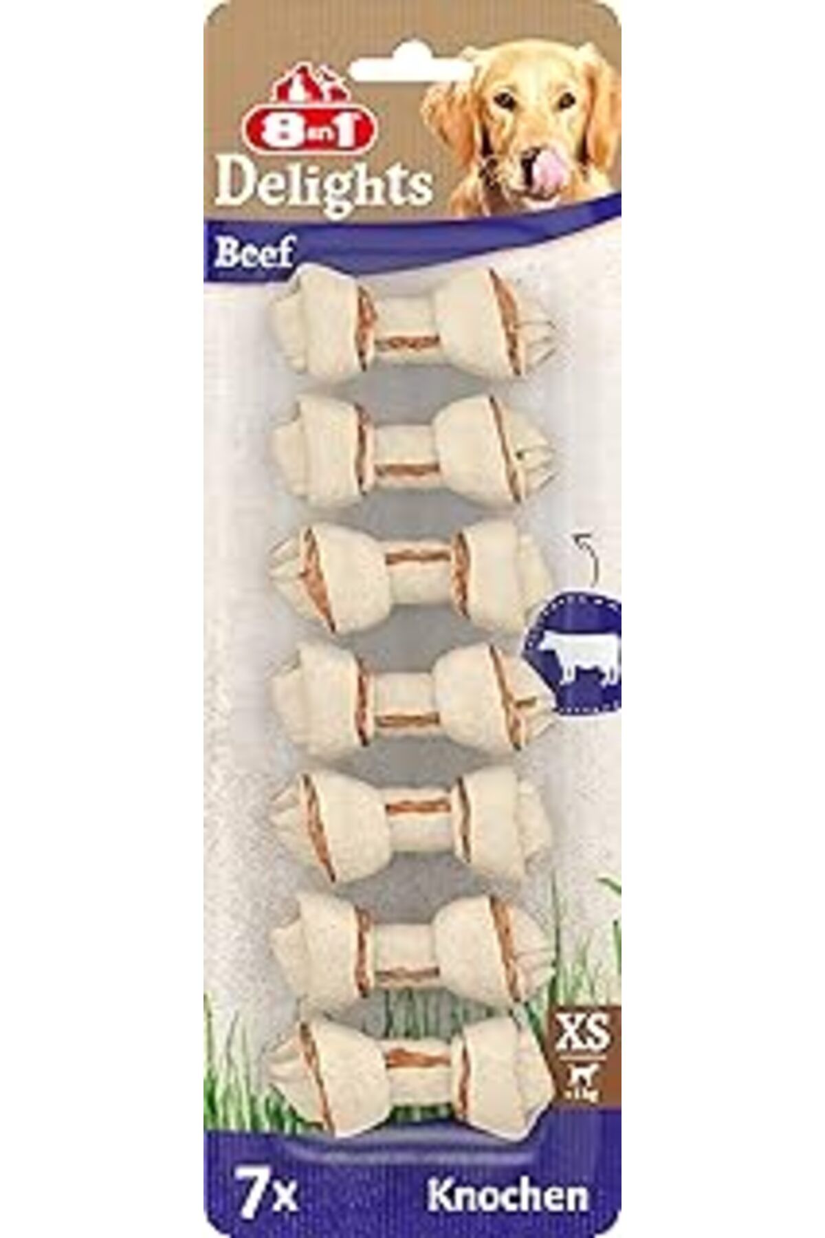 NETWORK ART 8In1 Delights Beef Xs Boy Sığır Etli Kemik 7'Li, 84 Gr Köpek Ödülü