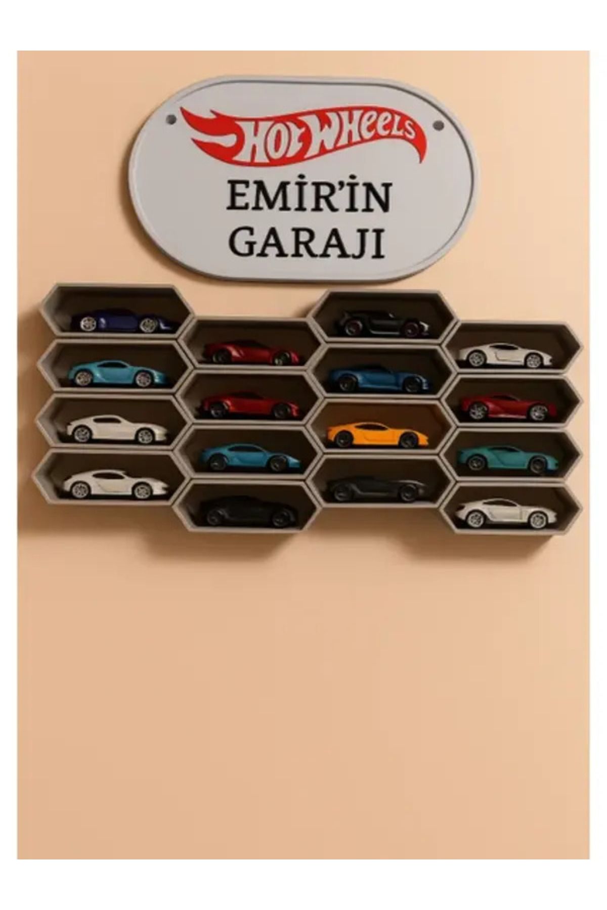 Plasfire 1/64 Araçlara Uyumlu Duvar Garajları Için Isimli Tabela Kişiye Özel + 20 Li Araç Garajı