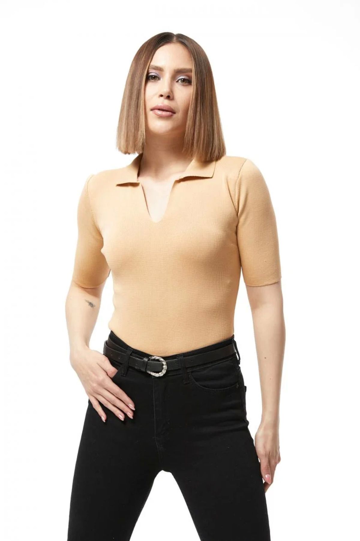 ETİLER COLLECTION Gömlek yaka yazlık triko bluz