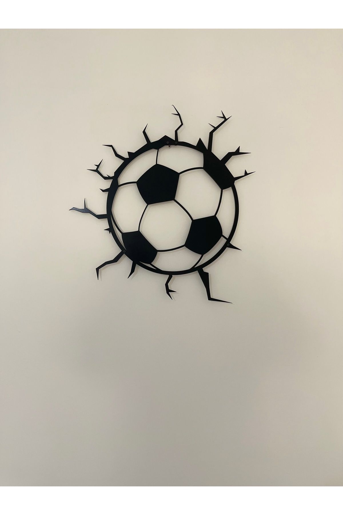 LUNOART Futbol Topu Desenli Metal Duvar Dekoru | 3D Kırık Efektli Tablo