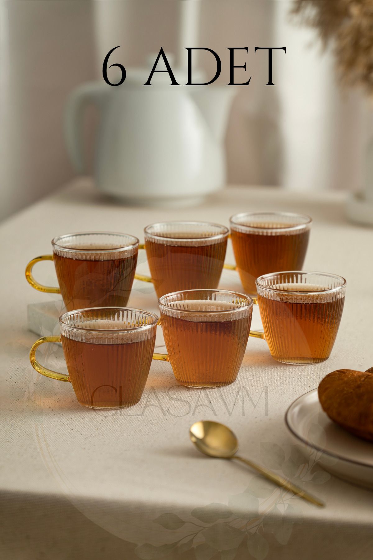 clasavm Luno Şeffaf Cam 6'lı Kahve Espresso Çay Bardak Seti 110 ml - Modern ve Zarif Tasarım | 6 Adet Bardak