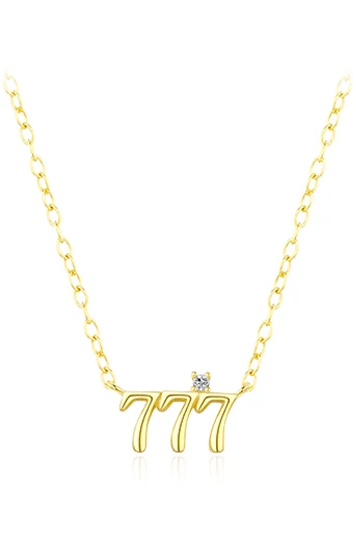laria jewelry 925 Ayar Gümüş Zirkon Taşlı 777 Melek Sayısı Şans Kolyesi