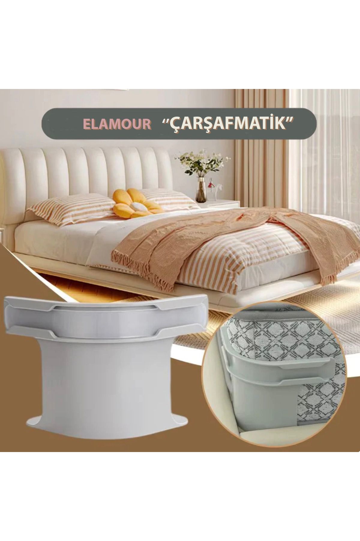ELAMOUR Çarşafmatik Çarşaf Düzenleyici Görünmez Çarşaf Kilidi 4'lü Set