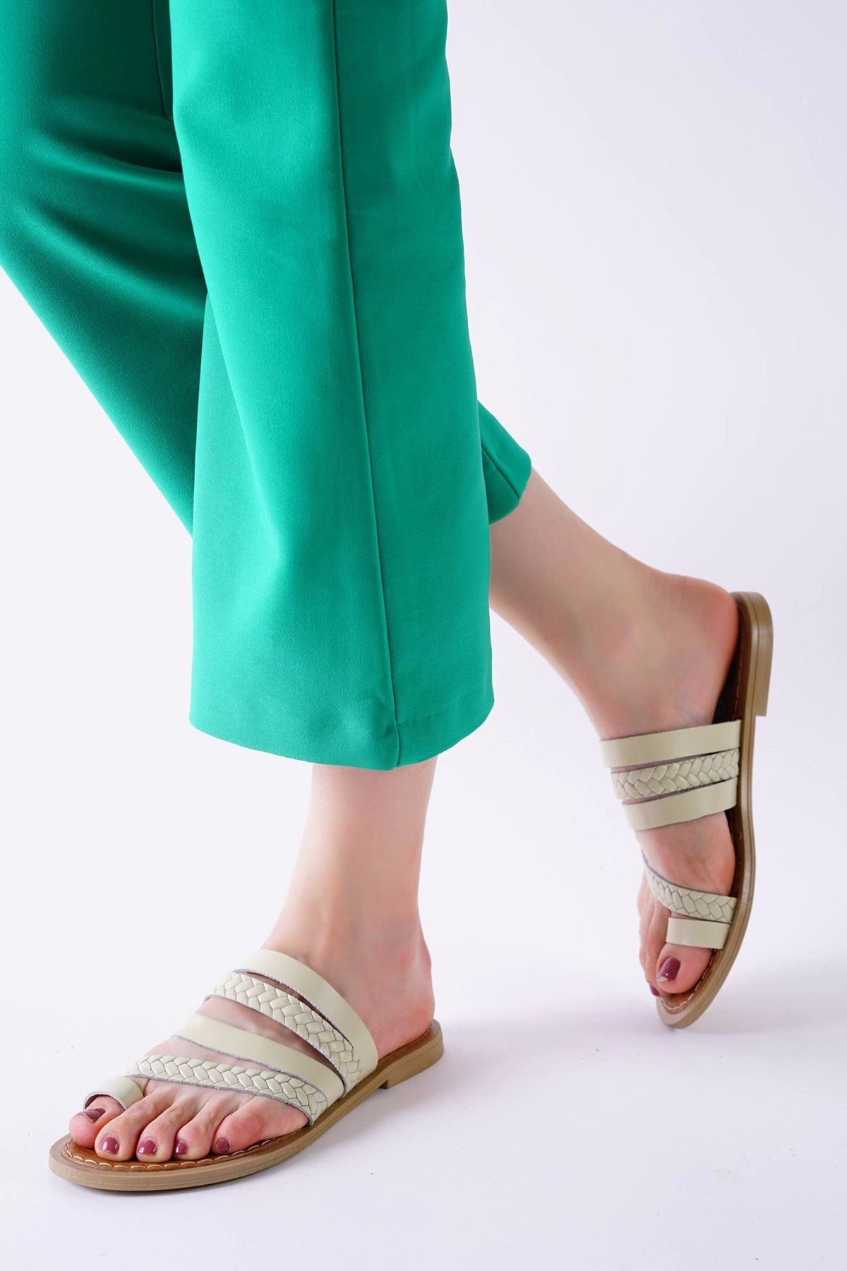 ETİLER COLLECTION Aboll Bej Cilt Terlik