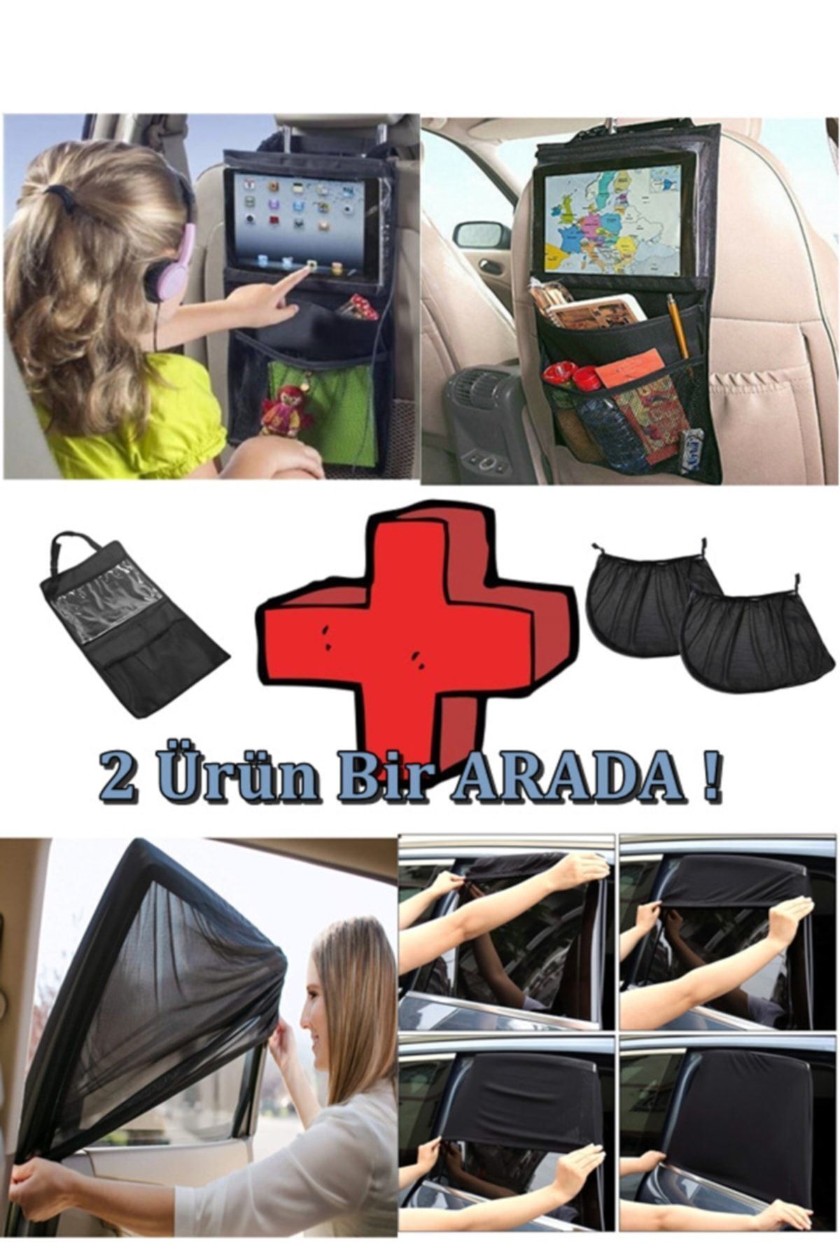 teknotrust Araç Tablet Tutucu Ve Araba Yan Cam Güneşlik Araç Oto Sineklik 2 Ürün Birden