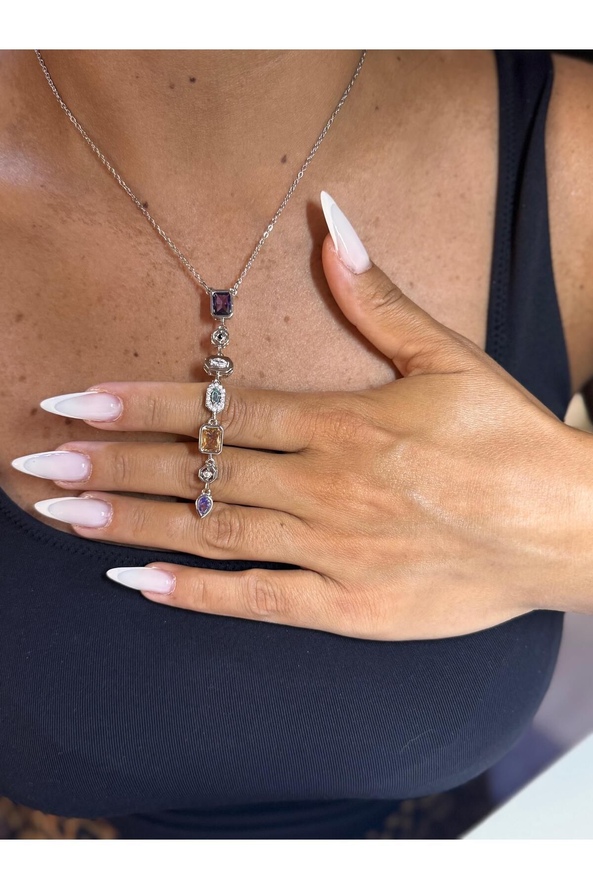 livaz accessories Çelik Kadın Gümüş Y Kolye