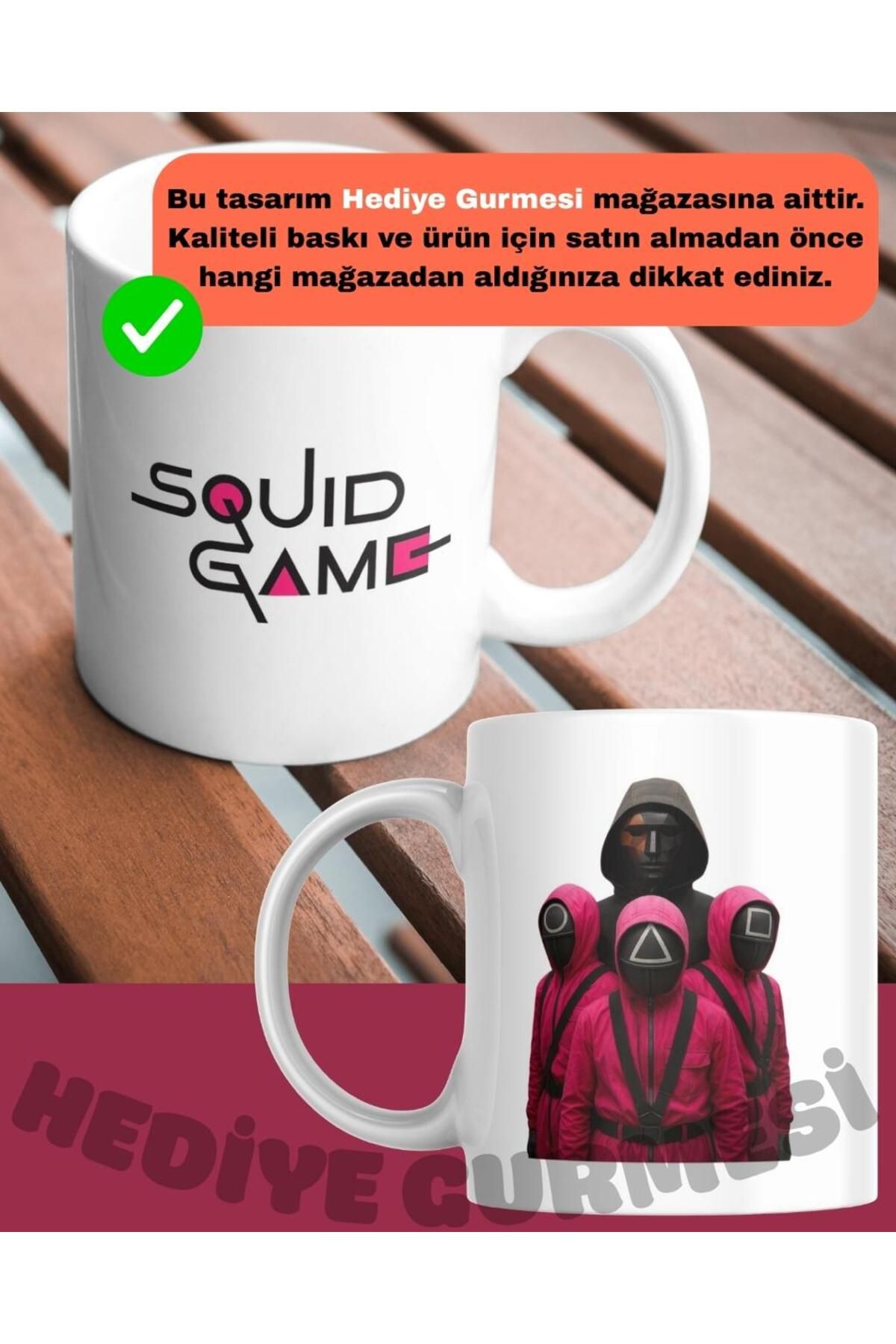 Hediye Gurmesi Squid Game Tasarım Baskılı Porselen Kupa Bardak