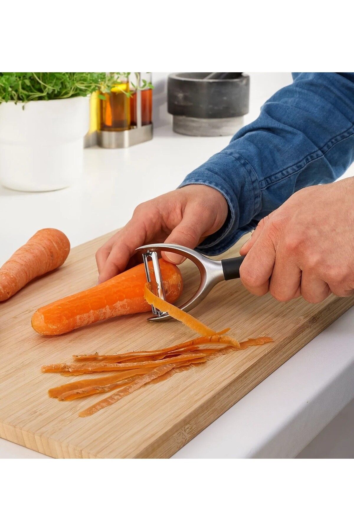 IKEA QUİCK Sapan Soyacak Uzunluk 18 Cm İkea Meyve Sebze Soyacağı Paslanmaz Çelik Siyah Soyma Bıçağı