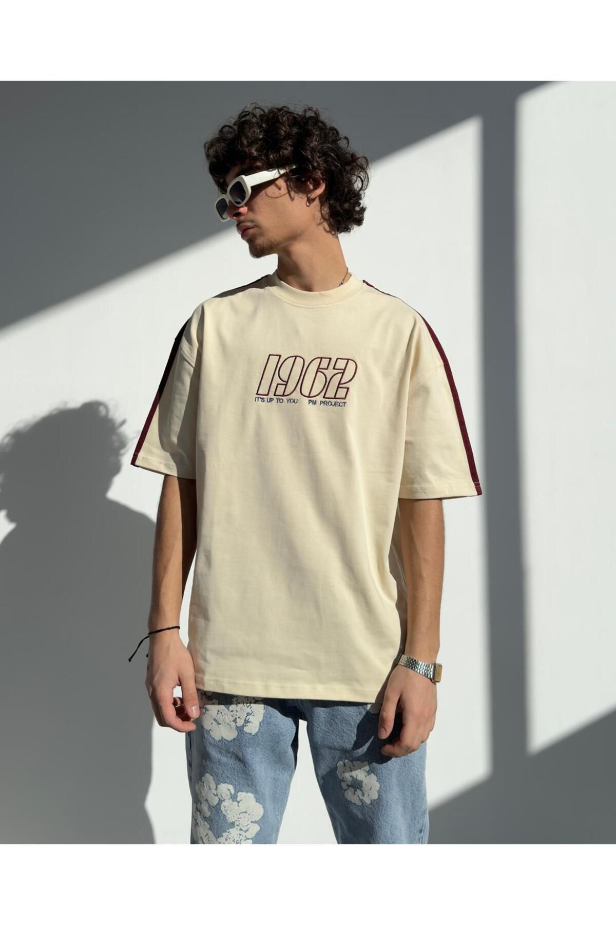 zaee Şeritli 1962 Baskılı Oversize Tişört