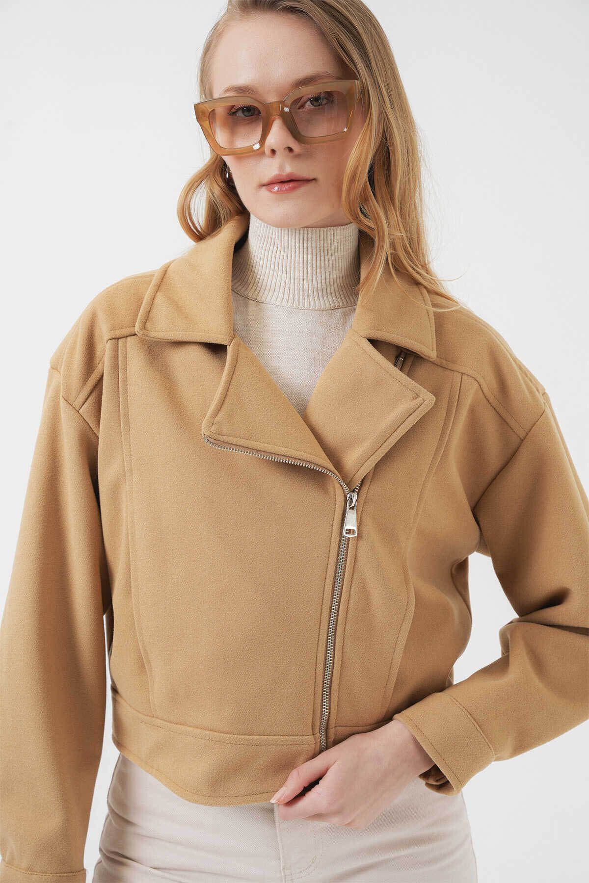 Bigdart-Stamped Light Brown Women's Jacket 0717 3