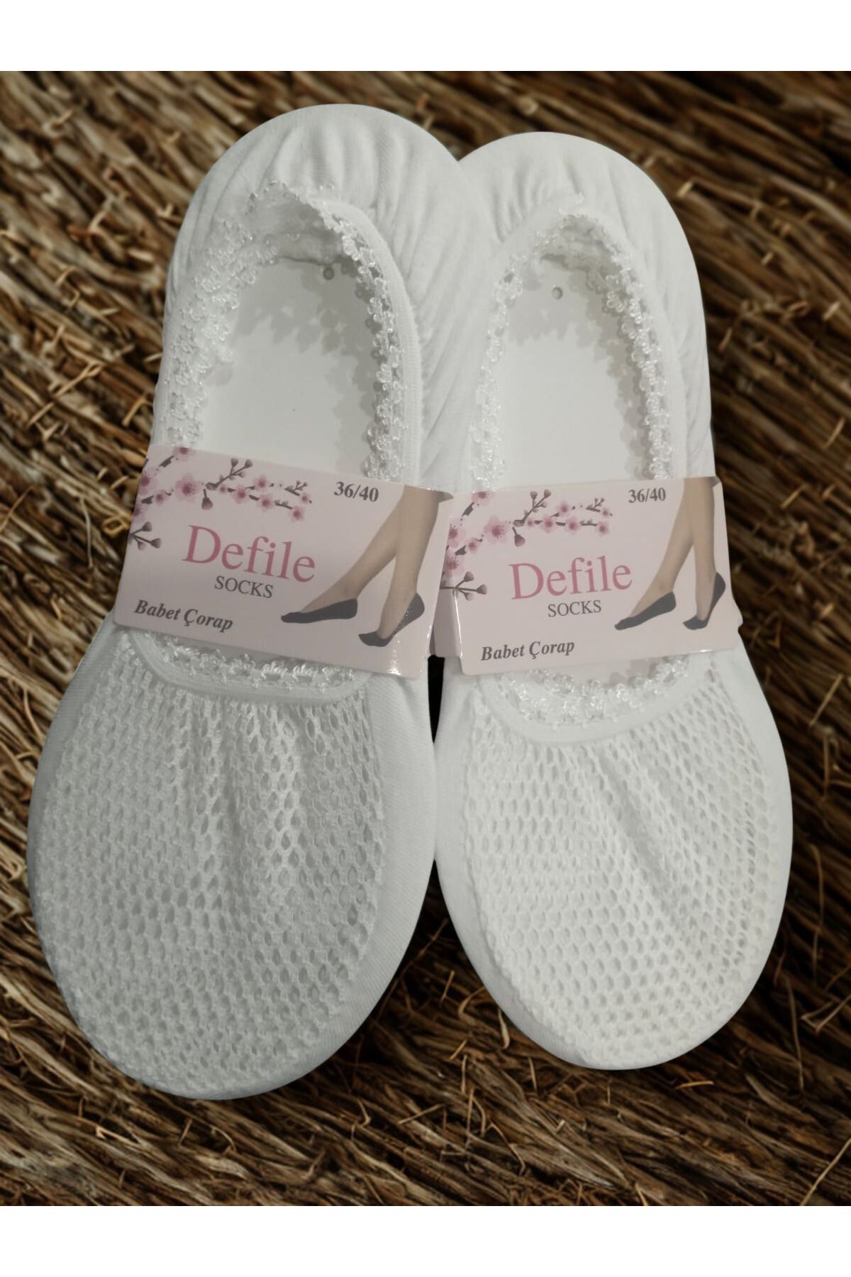 ELEGANT DREAM Kadın 2'li Beyaz Fileli Babet Çorap