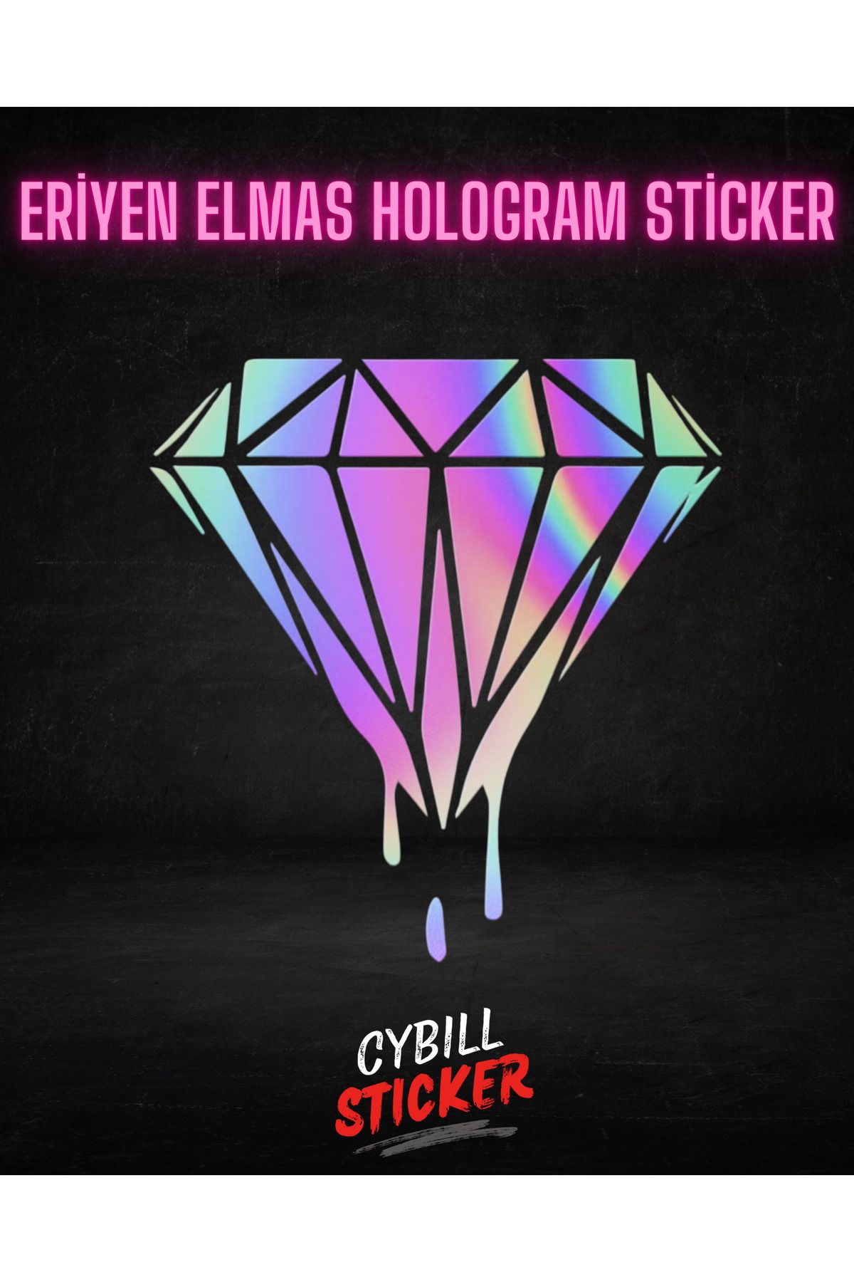 CybillStore Eriyen Elmas Hologram Sticker 20x23 CM Akışkan Elmas Holografik 1 Adet