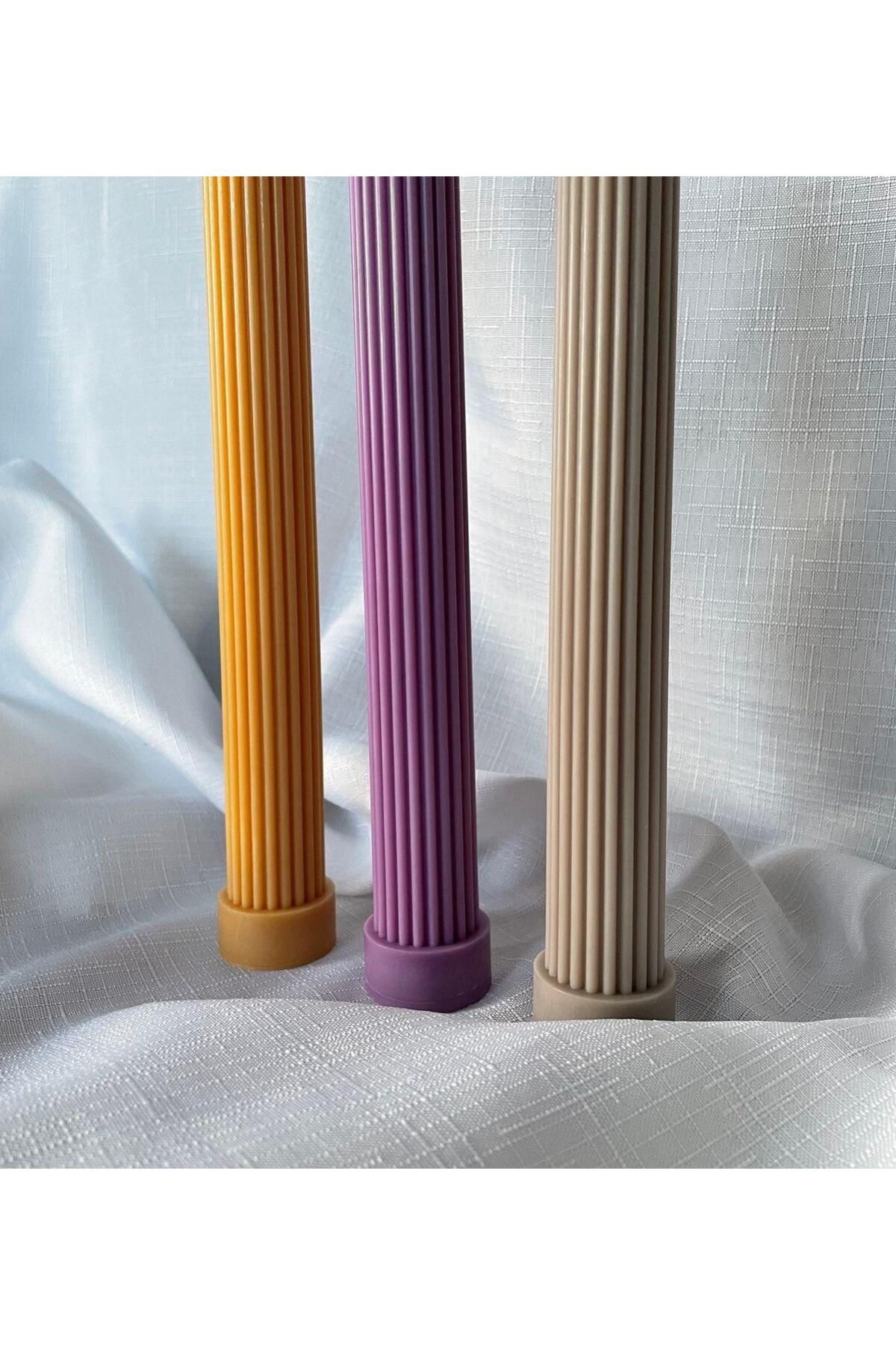 SCA CANDLE Dekoratif Mum Çizgili şamdan Mum Turuncu Renk 2 Kili