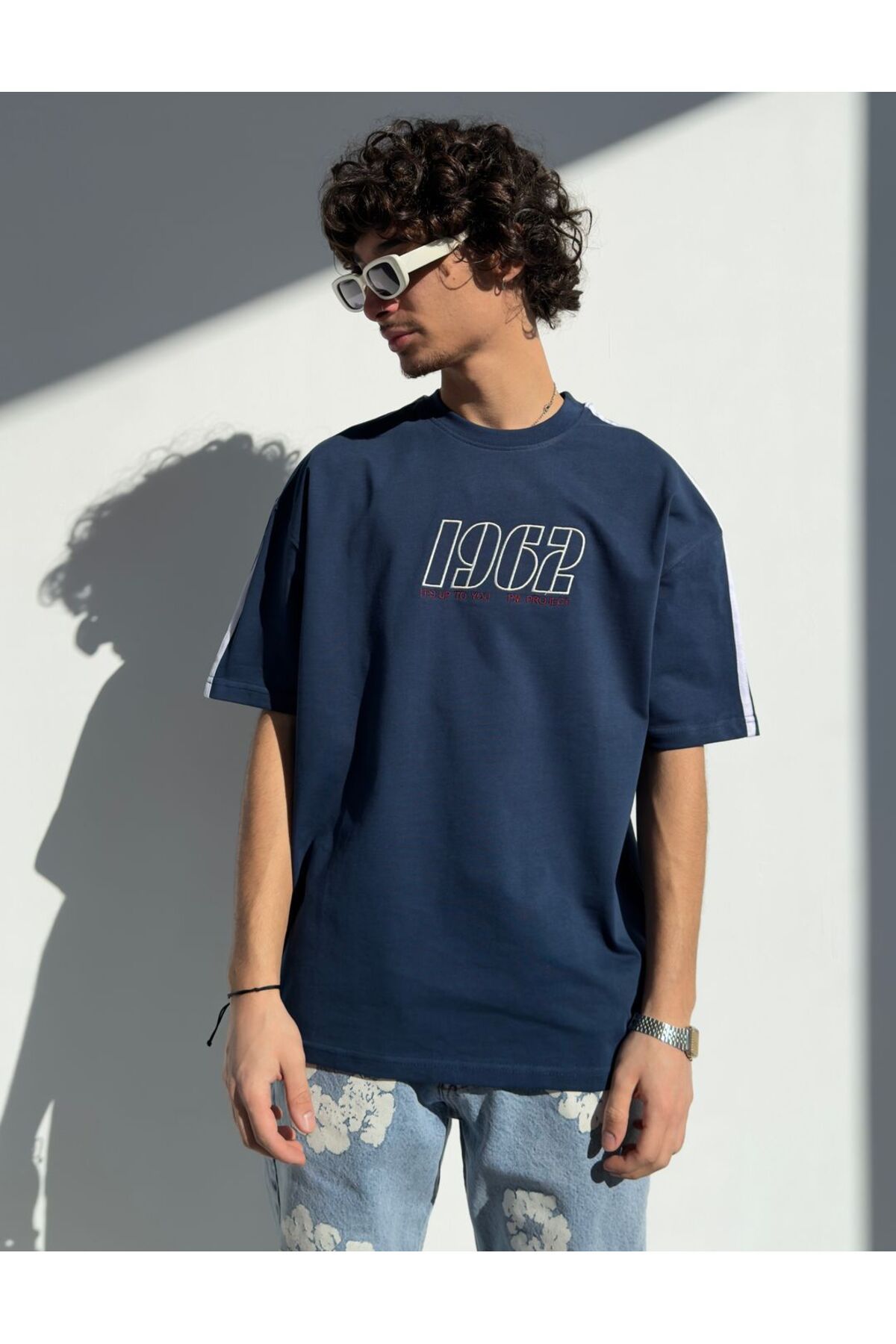 zaee Şeritli 1962 Baskılı Oversize Tişört