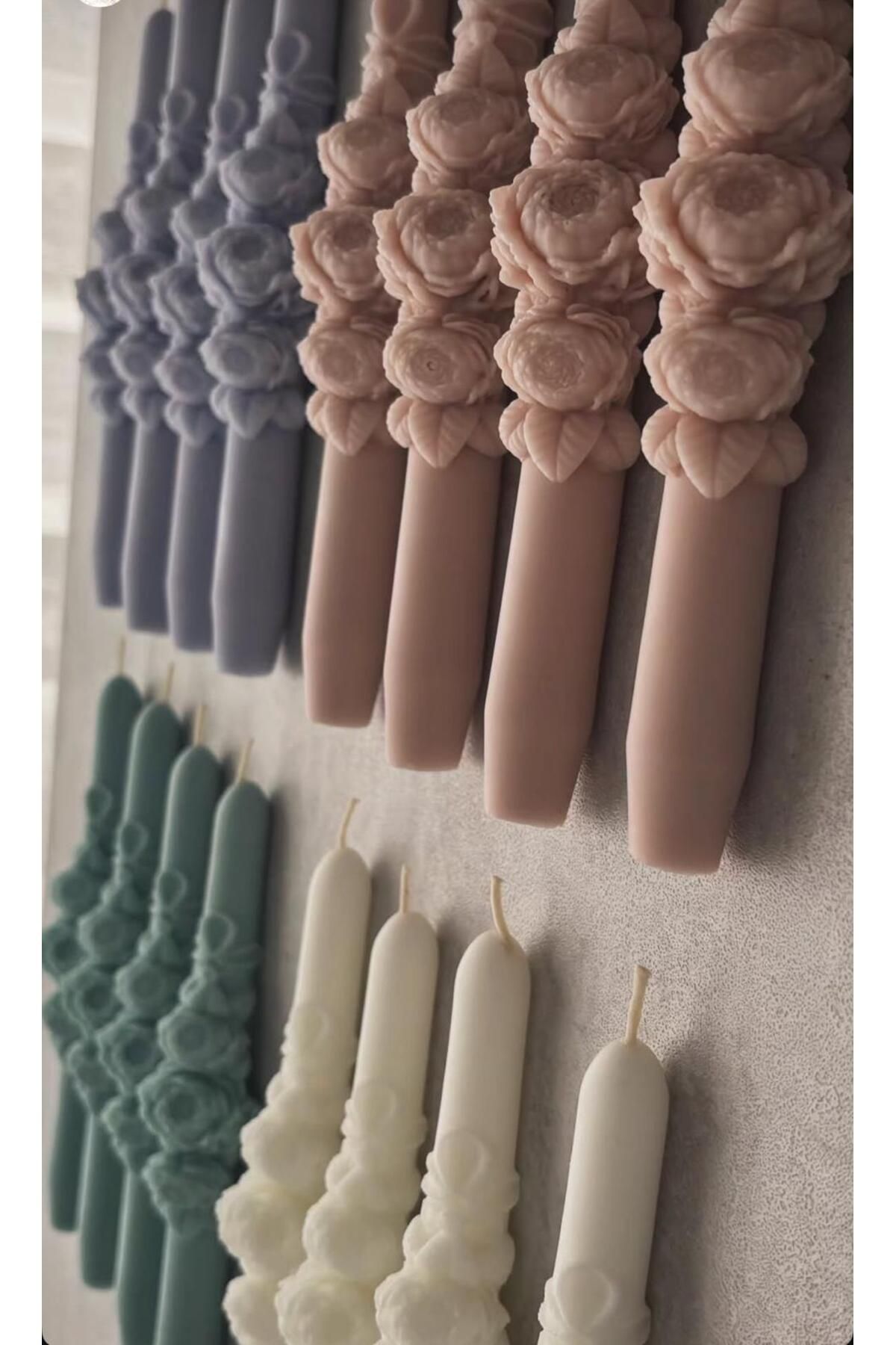 SCA CANDLE Dekoratif Mum Şamdanlık mum Gül model Mavi Renk 2 kili