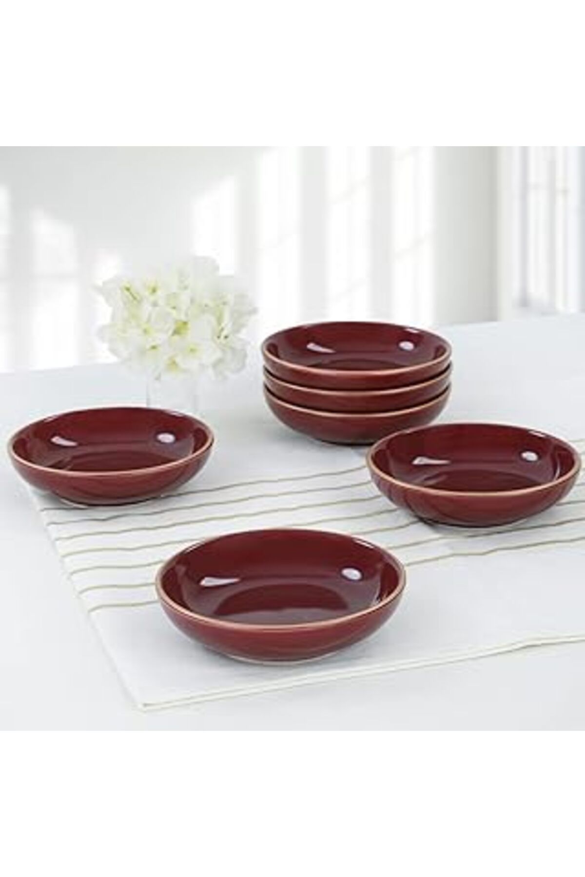 ASİTAN Keramika Mürdüm Halka Çerezlik/Sosluk 13 Cm 6 Adet