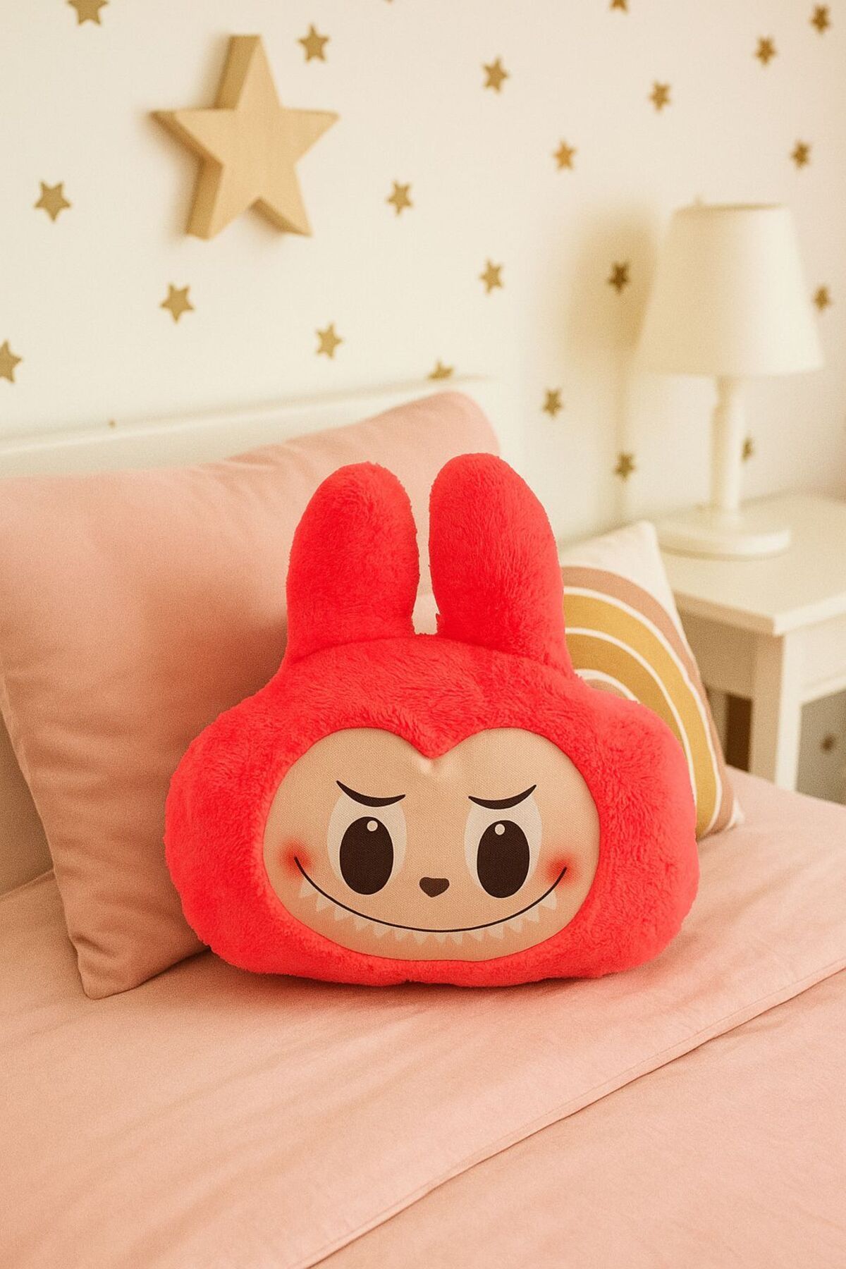 eco sepet Labubu Peluş Dekoratif Yastık, Uyku Arkadaşı Labubu 35 cm Kahve