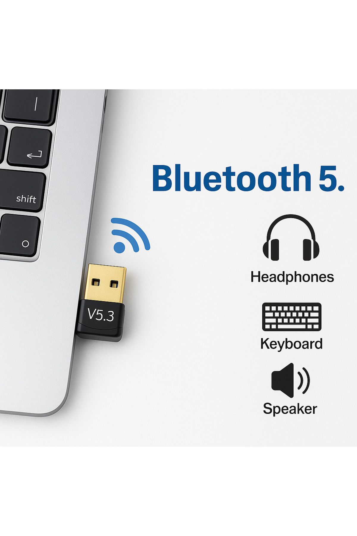 sayrox BT 5.3 USB Bluetooth Adaptör - Kablosuz Bağlantı Dongle