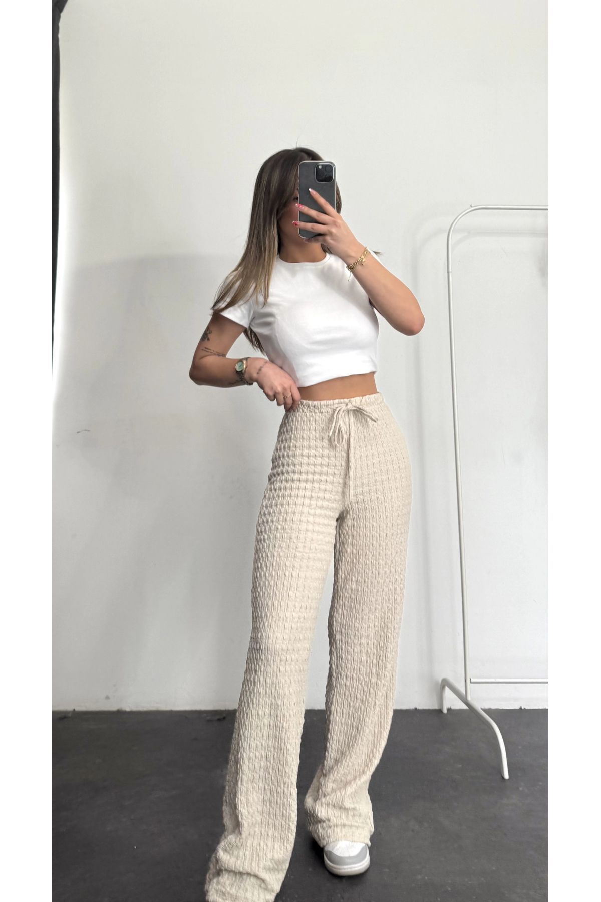 nona butik Lala Bürümcük Pantolon - Bej