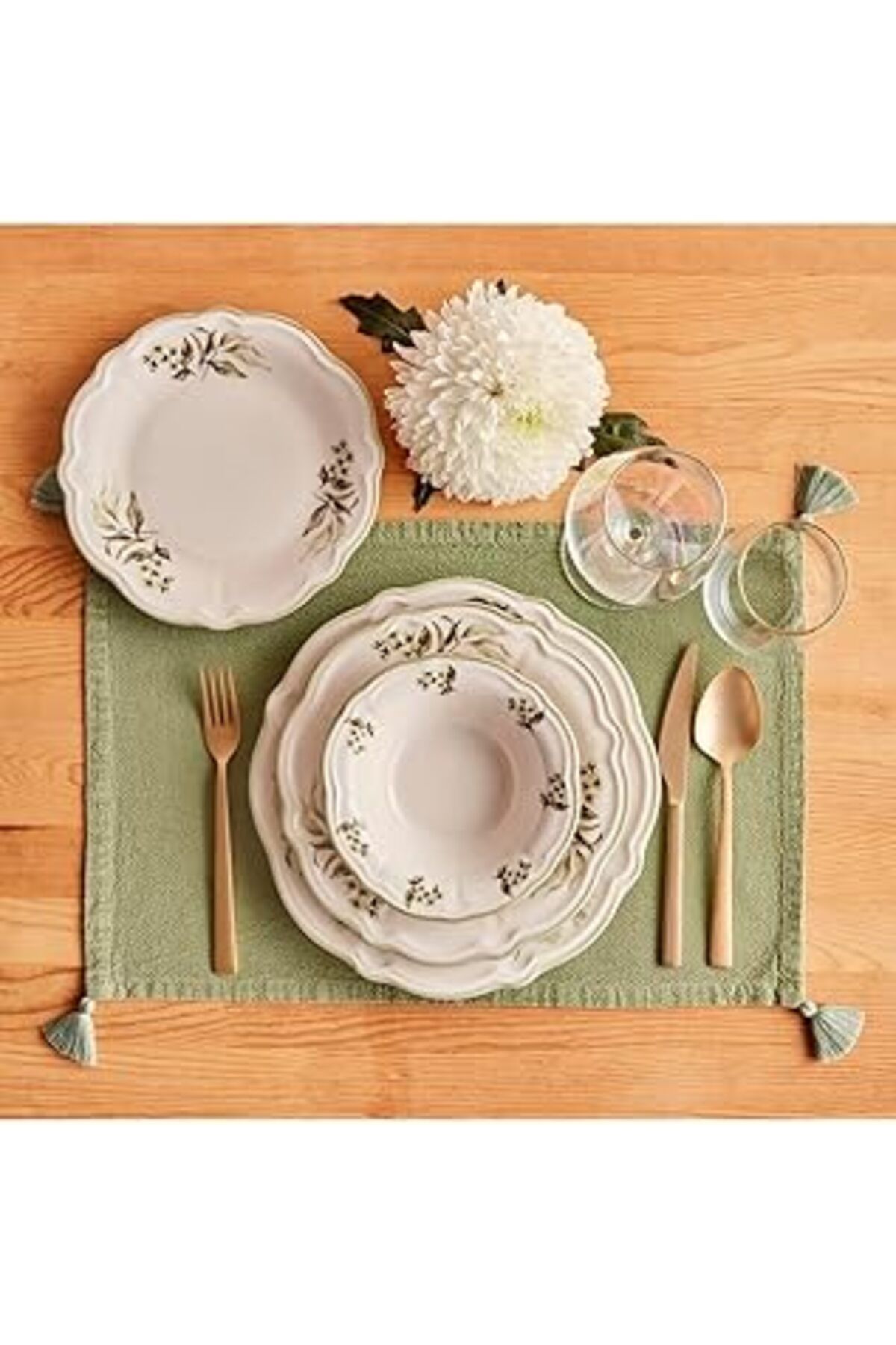 ASİTAN Bella Maison Julia Stoneware 24 Parça 6 Kişilik Yemek Takımı Yeşil