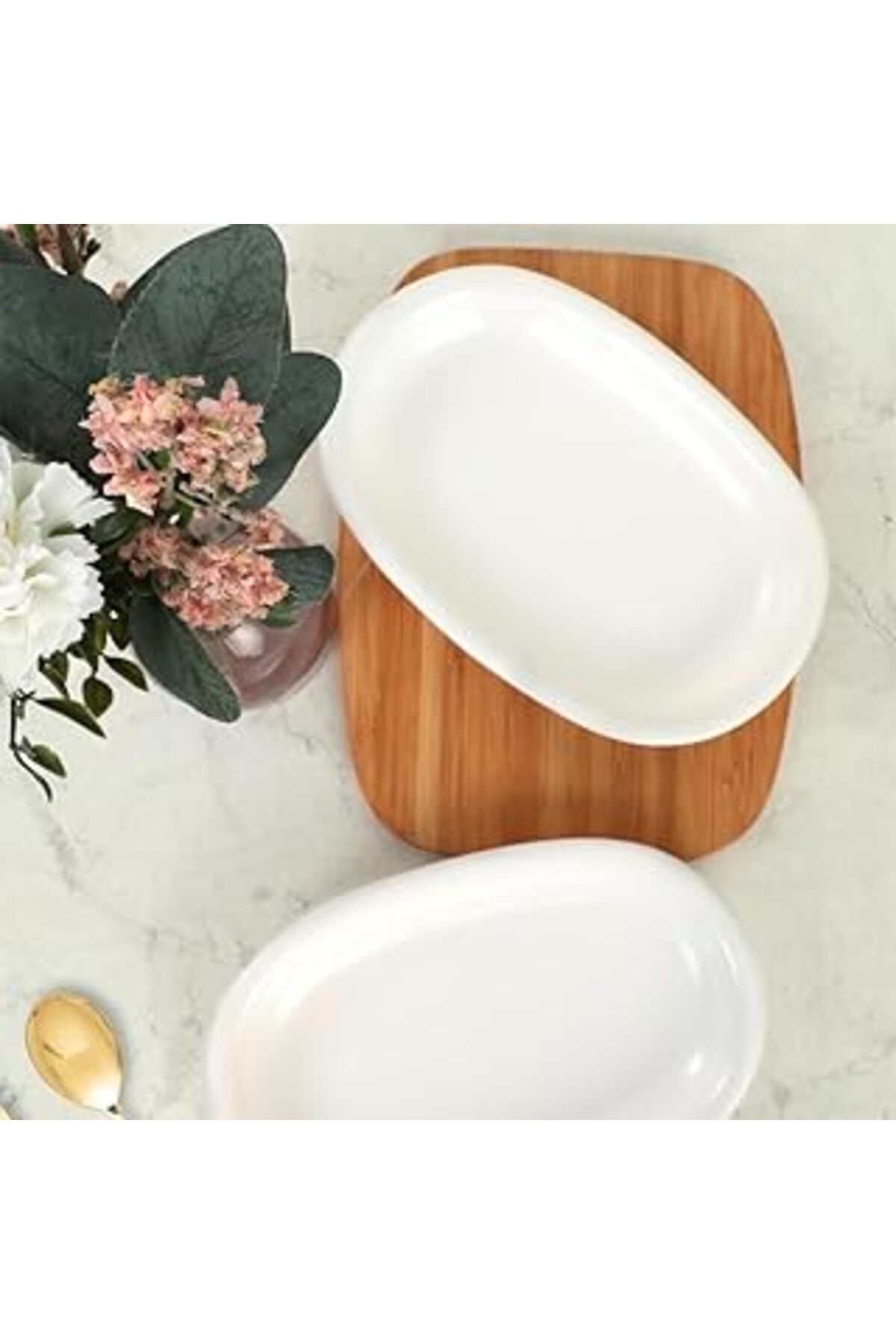 ASİTAN Keramika Mat Beyaz Hitit Kayık Tabak 22 Cm 2 Adet