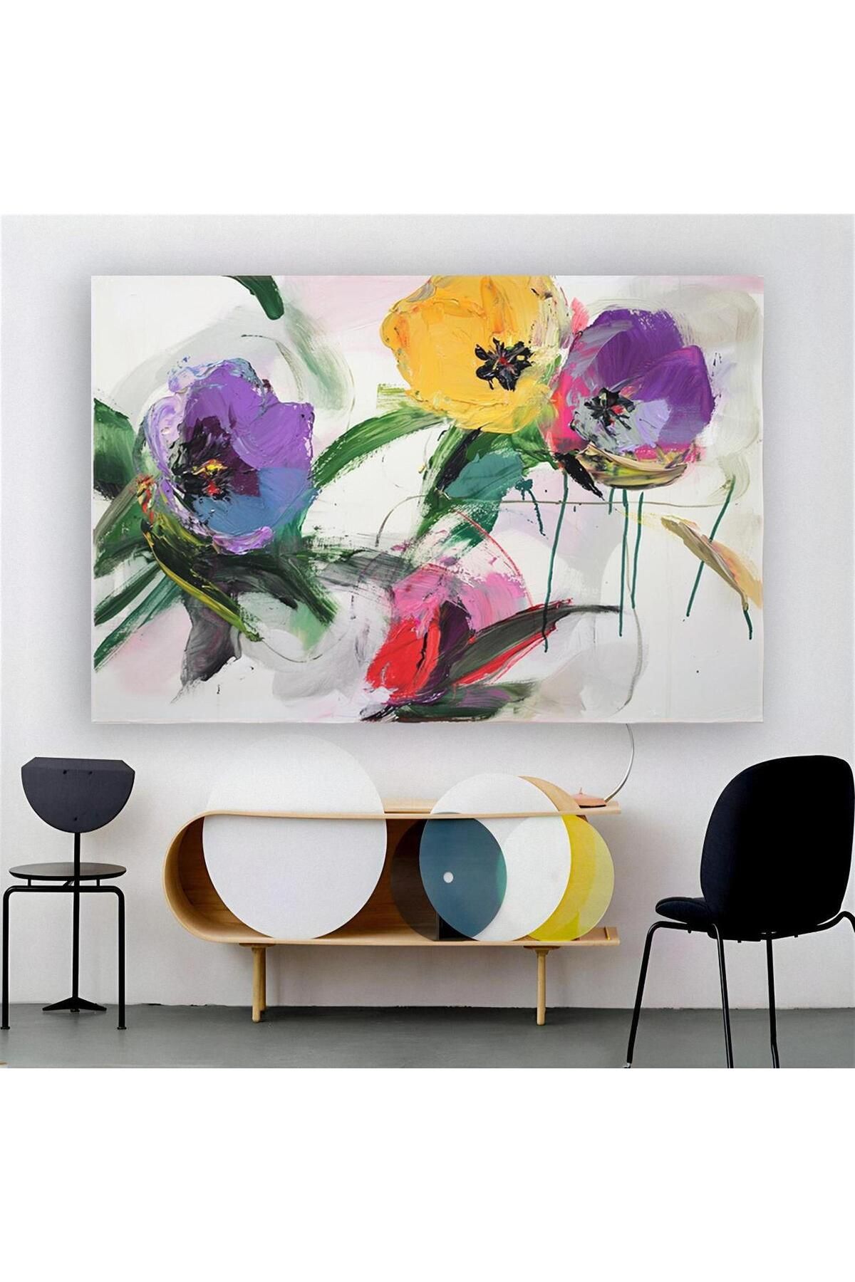 Ritmo Canvas Sarı ve Mor Menekşeler Kanvas Tablo