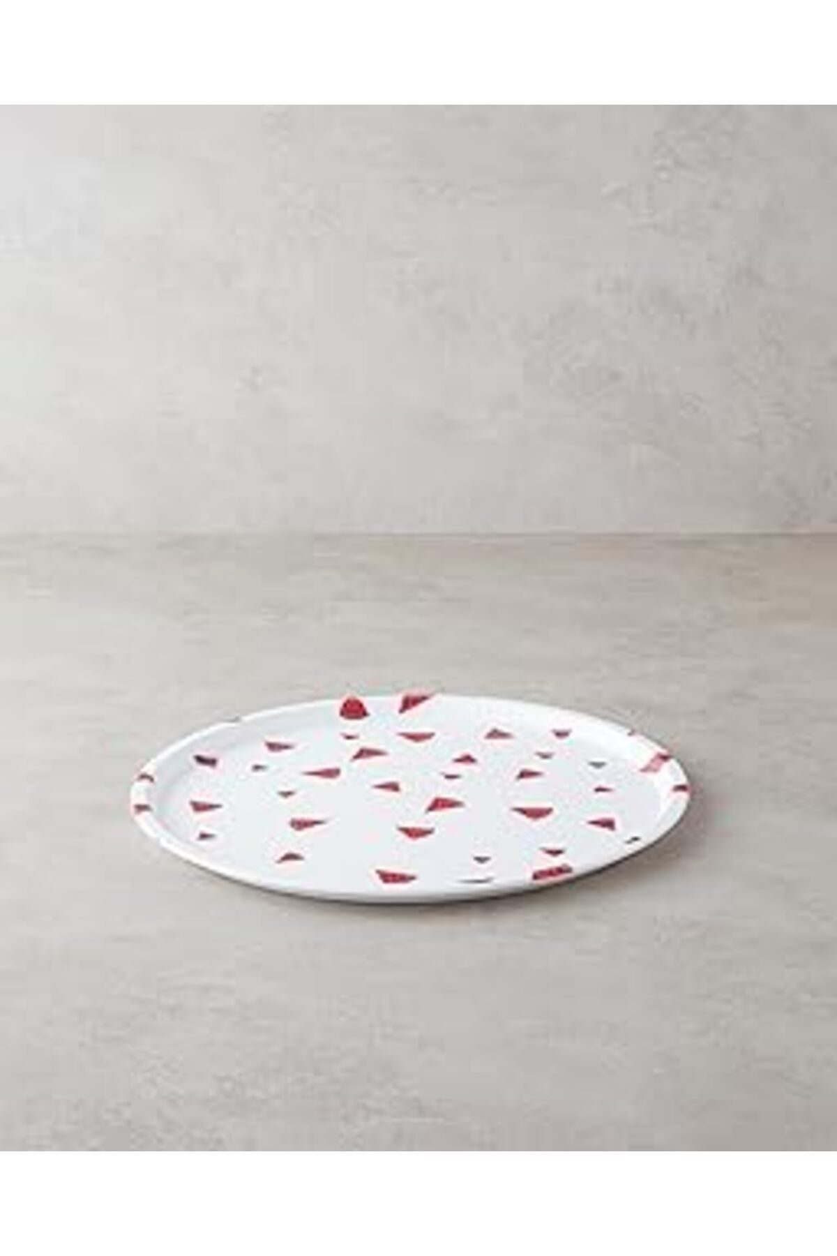 ASİTAN English Home Watermellies Plastik Tepsi Beyaz - Kırmızı, 36 X 25 X 10 Cm
