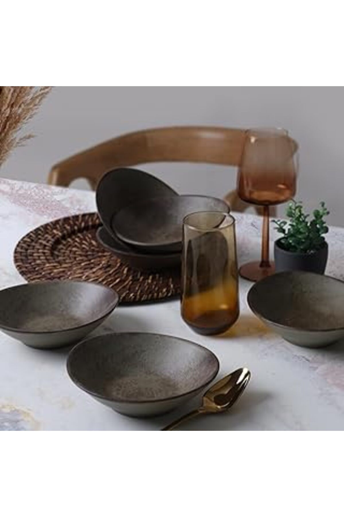 ASİTAN Keramika Mat Toprak Stella Kase 18 Cm 6 Adet 20572