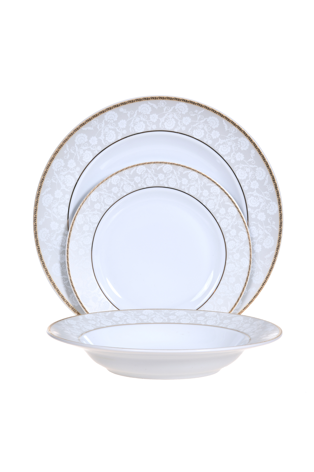 Dinova 18 részes készlet Adolf portelan cu margini aurii 6 mély színű 6 mély színű 6 mély színű sivatagi
