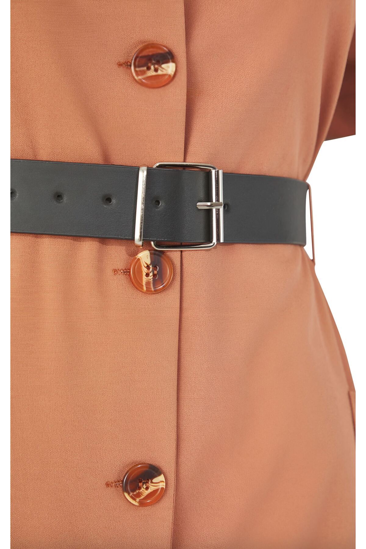 Trendyol Curve-Mini Woven Large Size Dress with Cinnamon Polyviscon Belt Tbbss25Ah00203 8