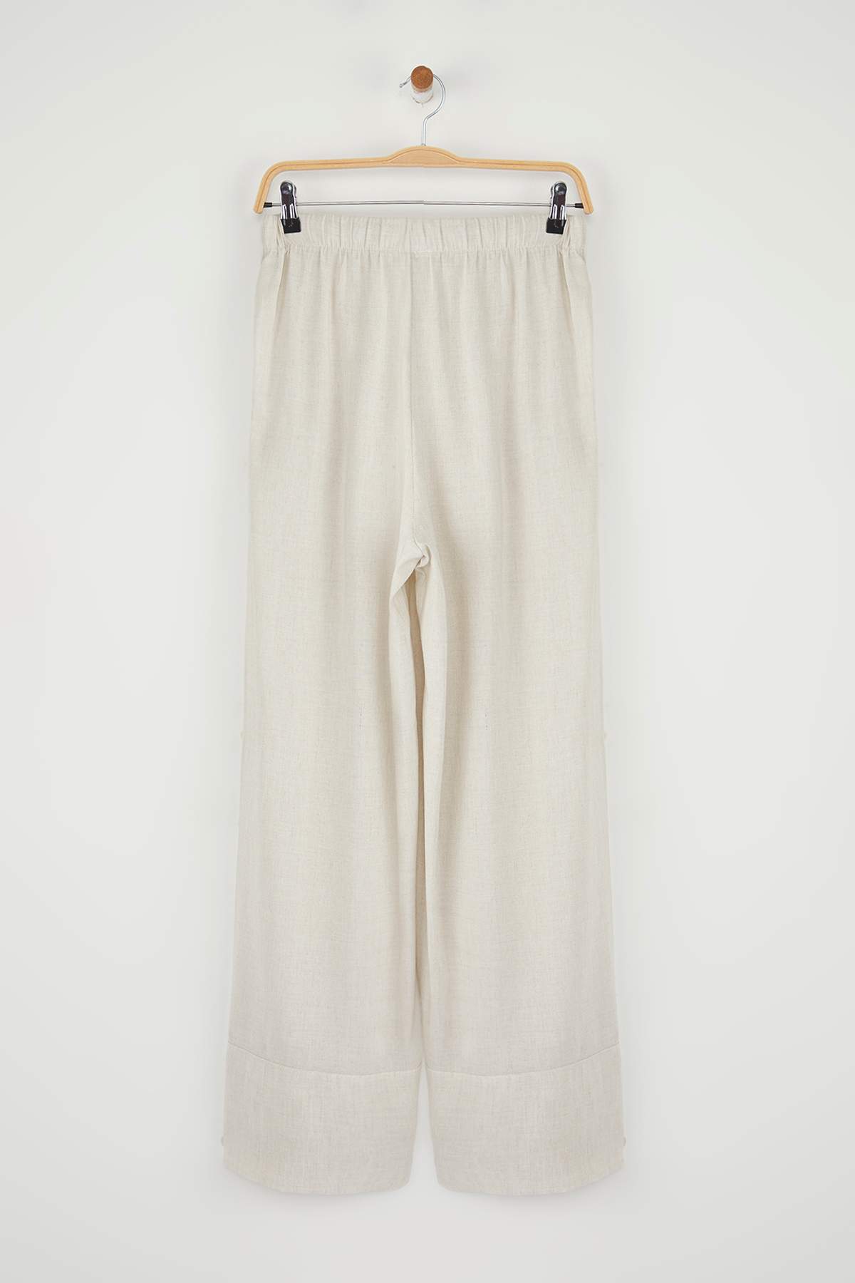 Trendyolmilla  Taş Keten İçerikli Wide Leg/Geniş Paça Beli Lastikli Pantolon TWOSS25PL00124 - Görsel 8