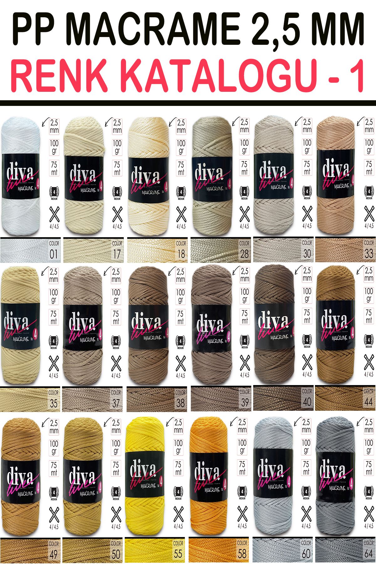Diva İplik-Diva Line Diva Macrame Thread Thick (no:4) 193 Khaki 2