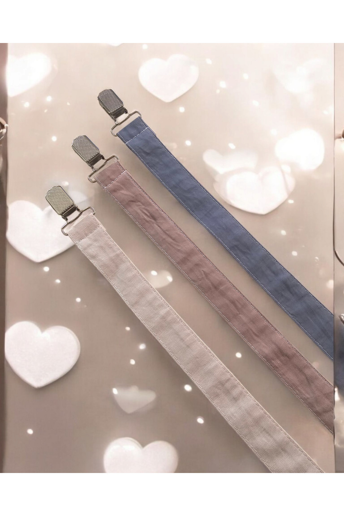 BeybiNest Emzik Askısı 3 Adet %100 Organik Pamuklu Kumaş Emzik Tutucu fotoğrafı 4 (önizleme)