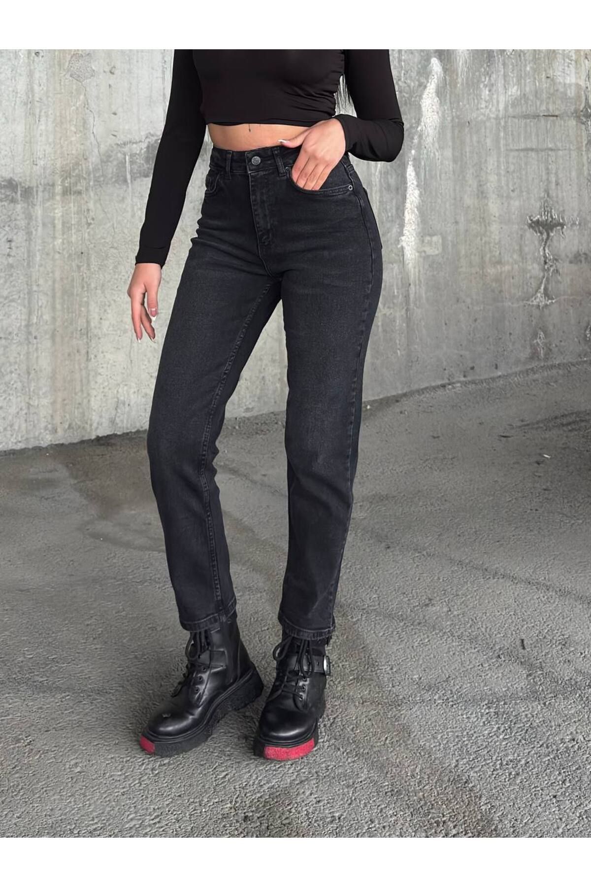 Miele Woman Kadın Yüksek Bel Likralı Mom Fit Full Likra Esnek Jeans