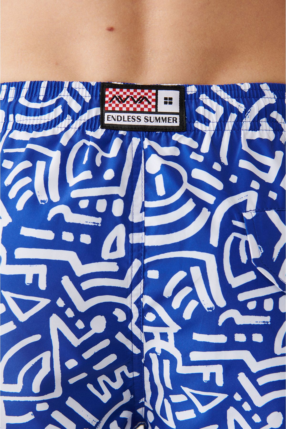 Avva-Albastru cu uscare rapidă, cu imprimeu geometric, mărime standard, cutie specială, costum de baie, pantaloni scurți de mare 7