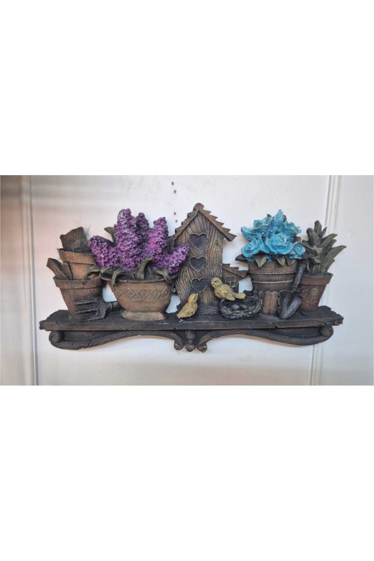 Dekoromi Dekoratif Çiçekli Duvar Dekoru Pano(37x19cm)